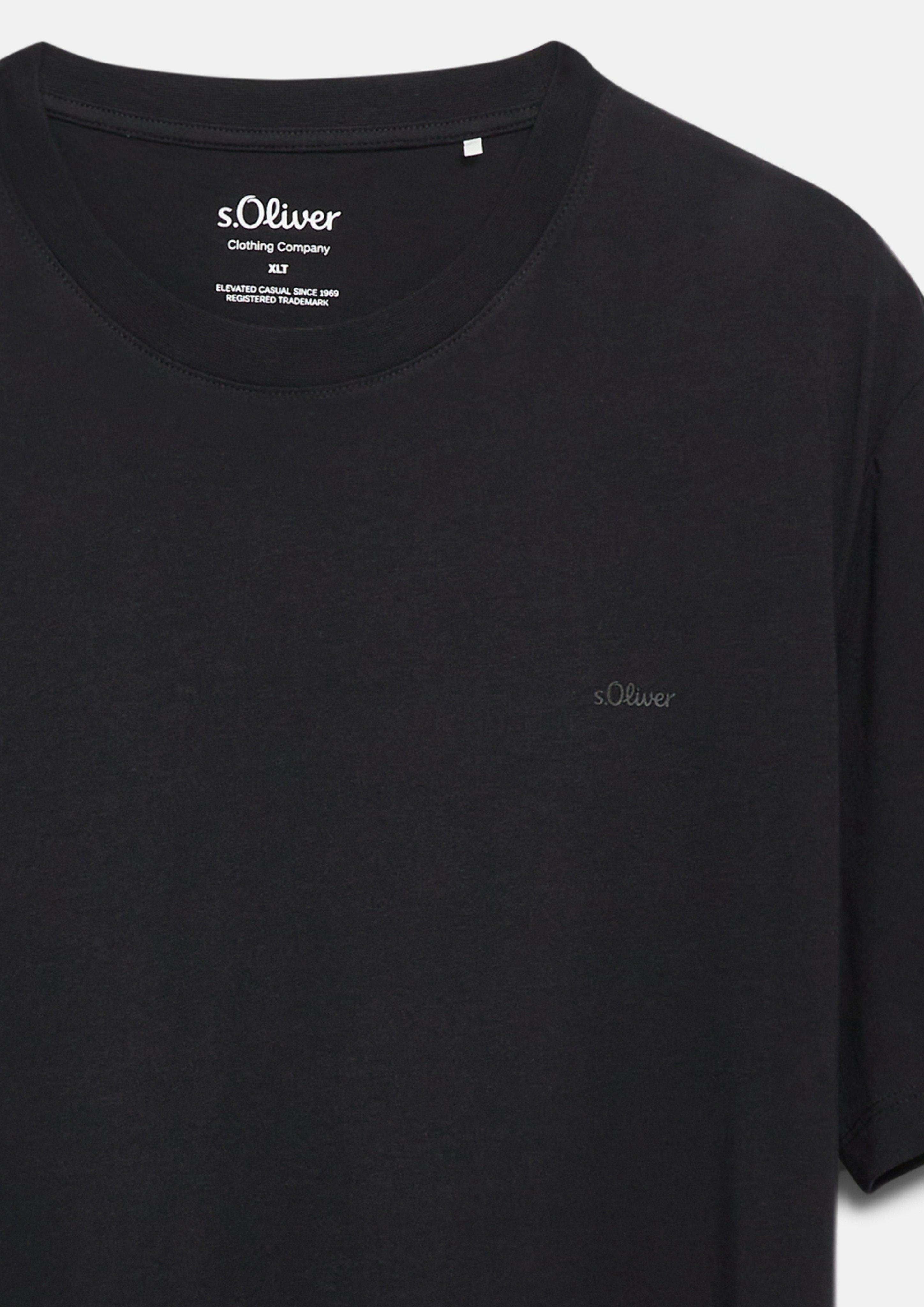 Herren Baumwoll-T-Shirt mit Logo-Print in schwarz von s.Oliver Men Tall Sizes