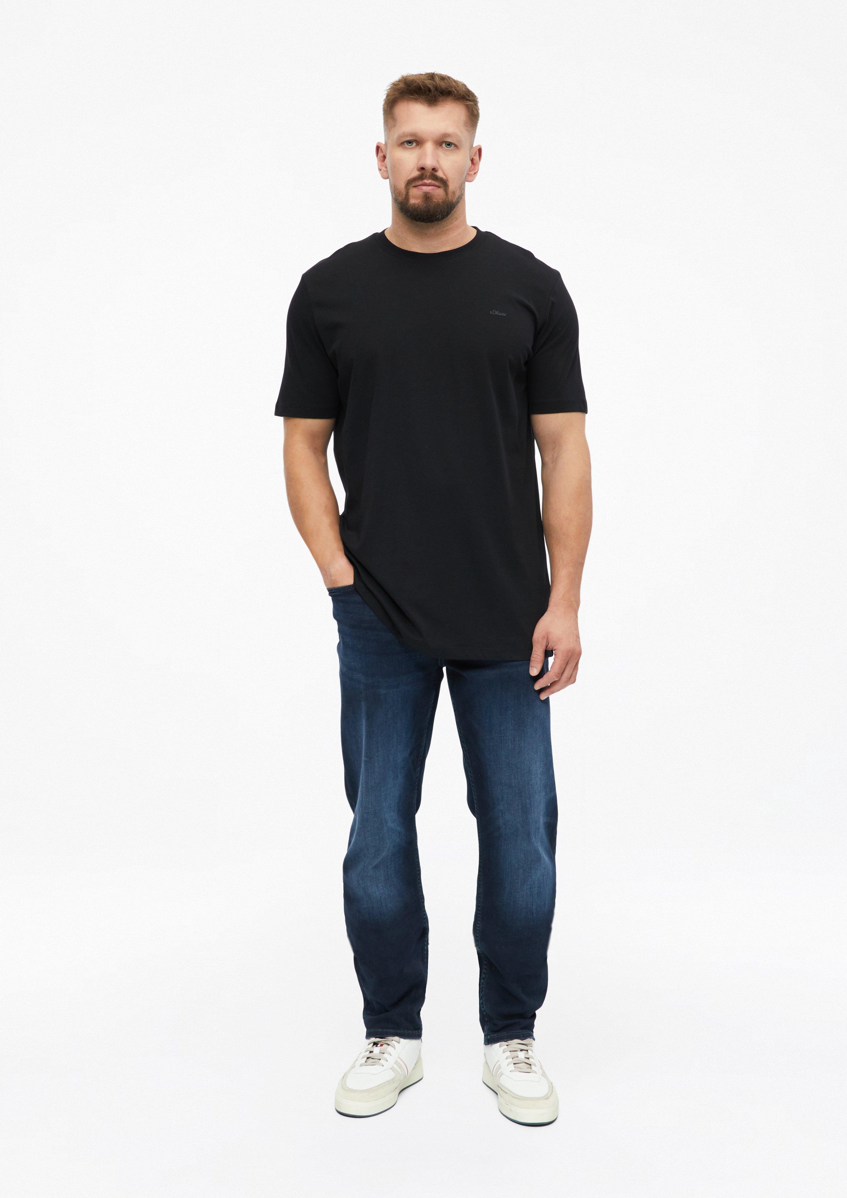 Herren Baumwoll-T-Shirt mit Logo-Print in schwarz von s.Oliver Men Tall Sizes