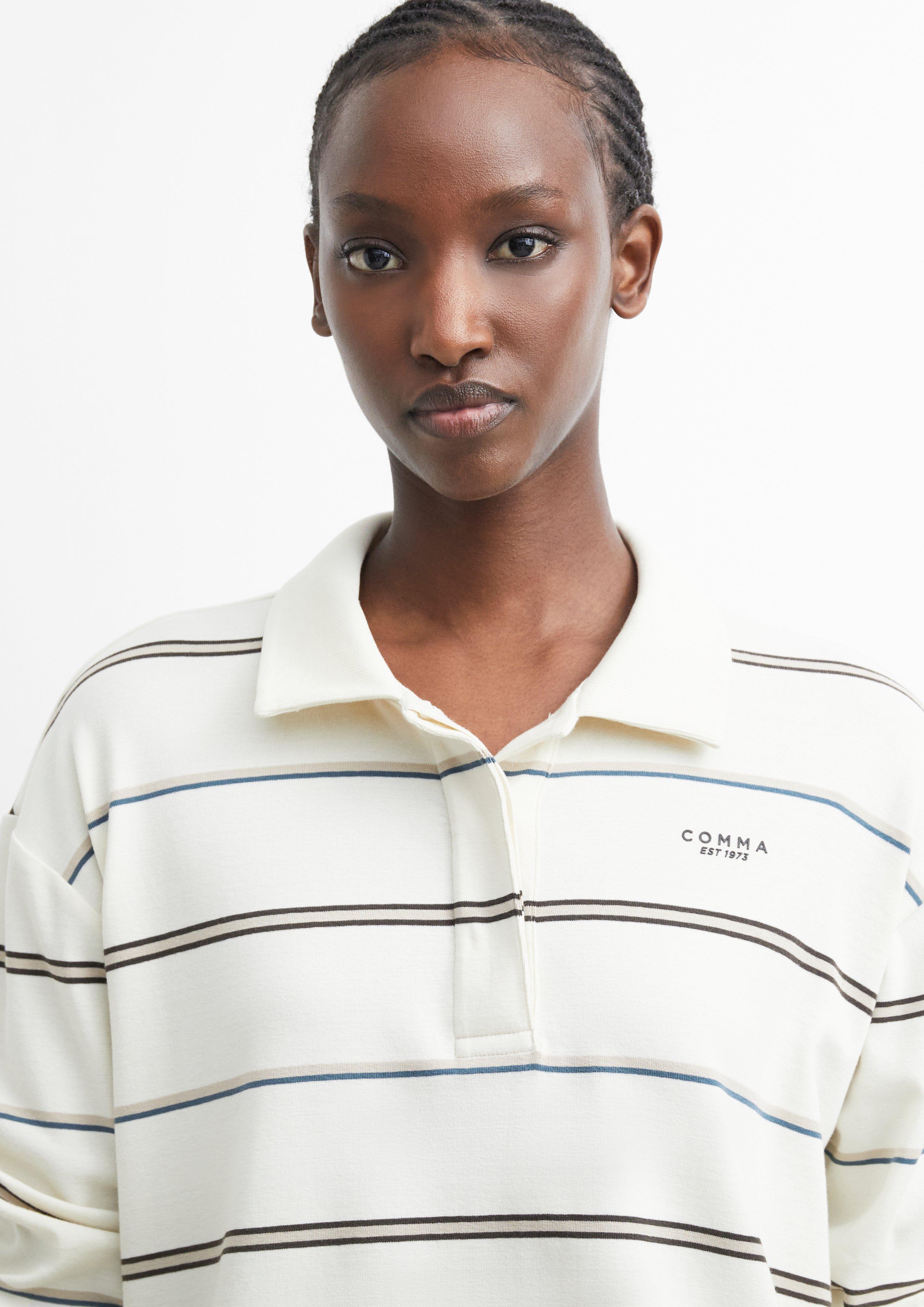 Poloshirt mit Streifen in creme von COMMA