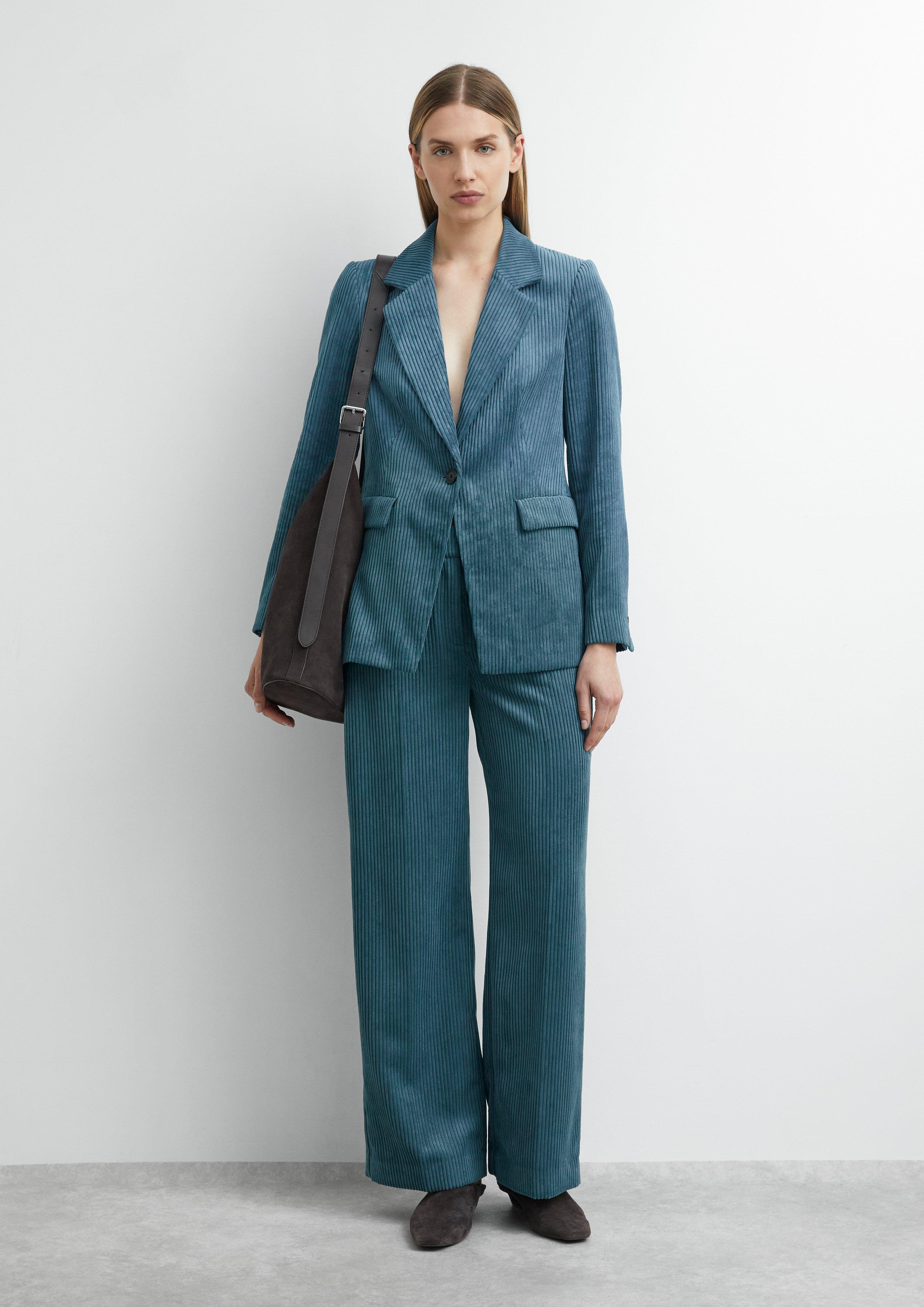 Women Wide-leg wide-cord pants in petrol by comma
