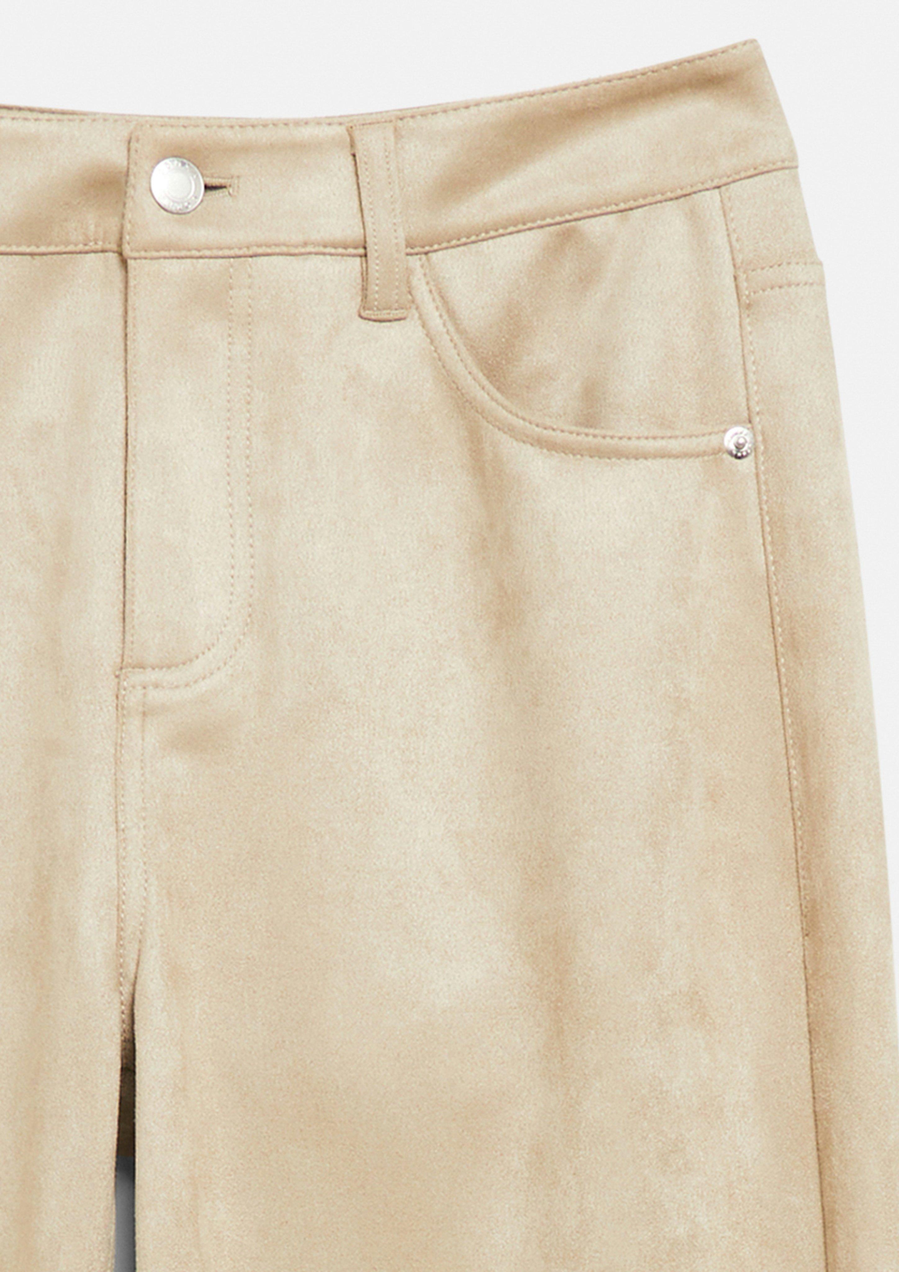 Pantalon en simili-velours à jambes larges en beige de COMMA