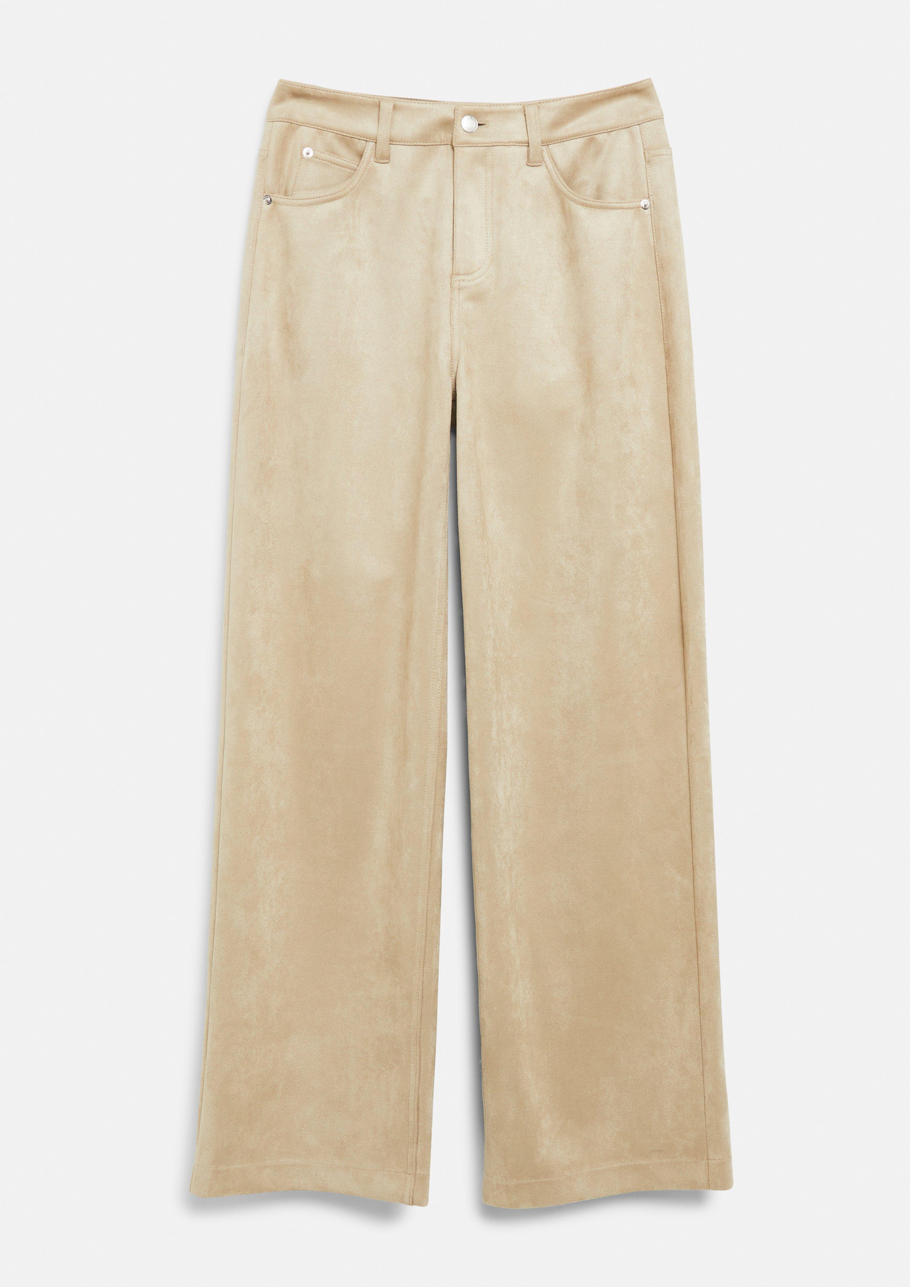 Pantalon en simili-velours à jambes larges en beige de COMMA