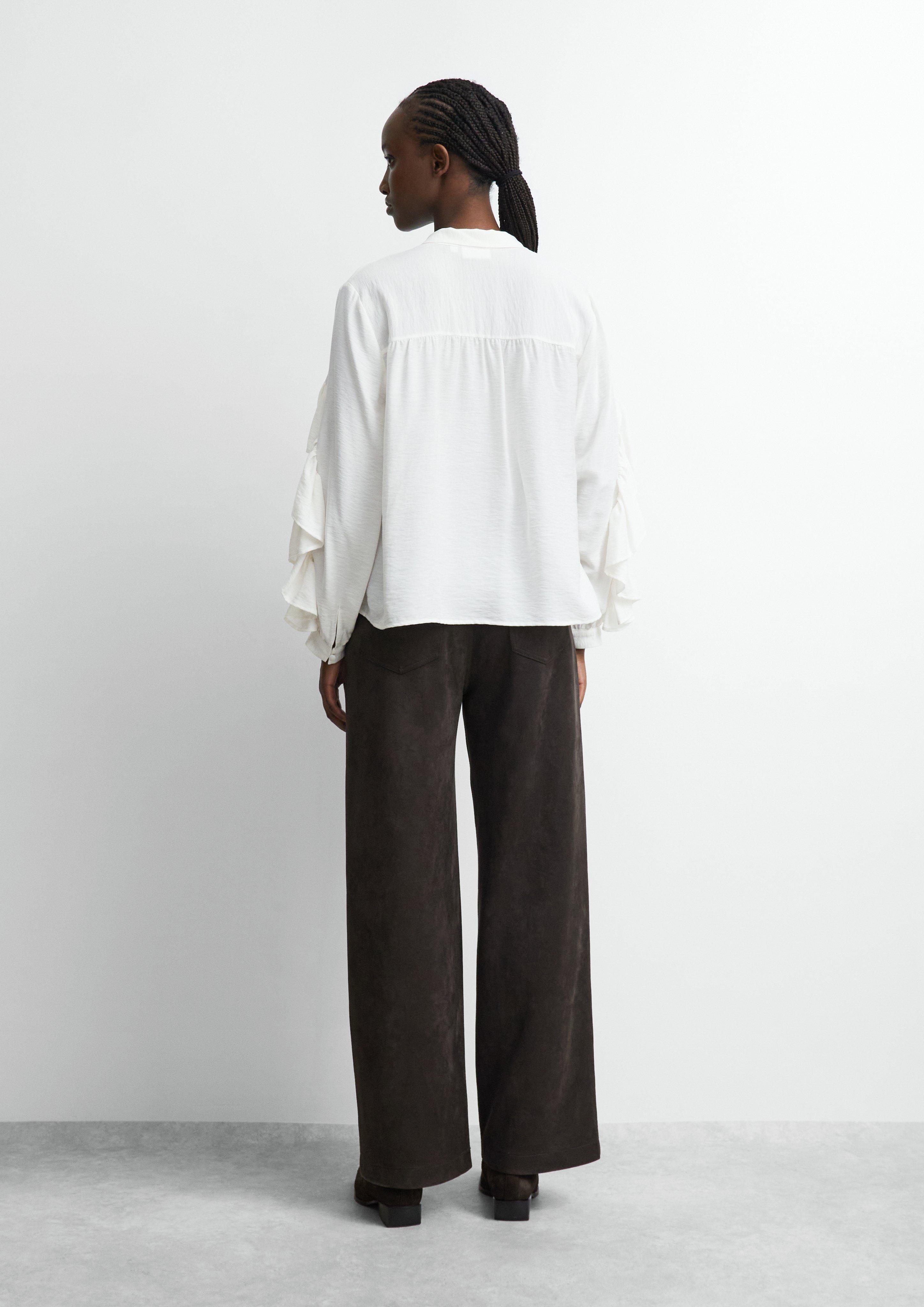 Faux suede wide-leg pants in brown by COMMA
