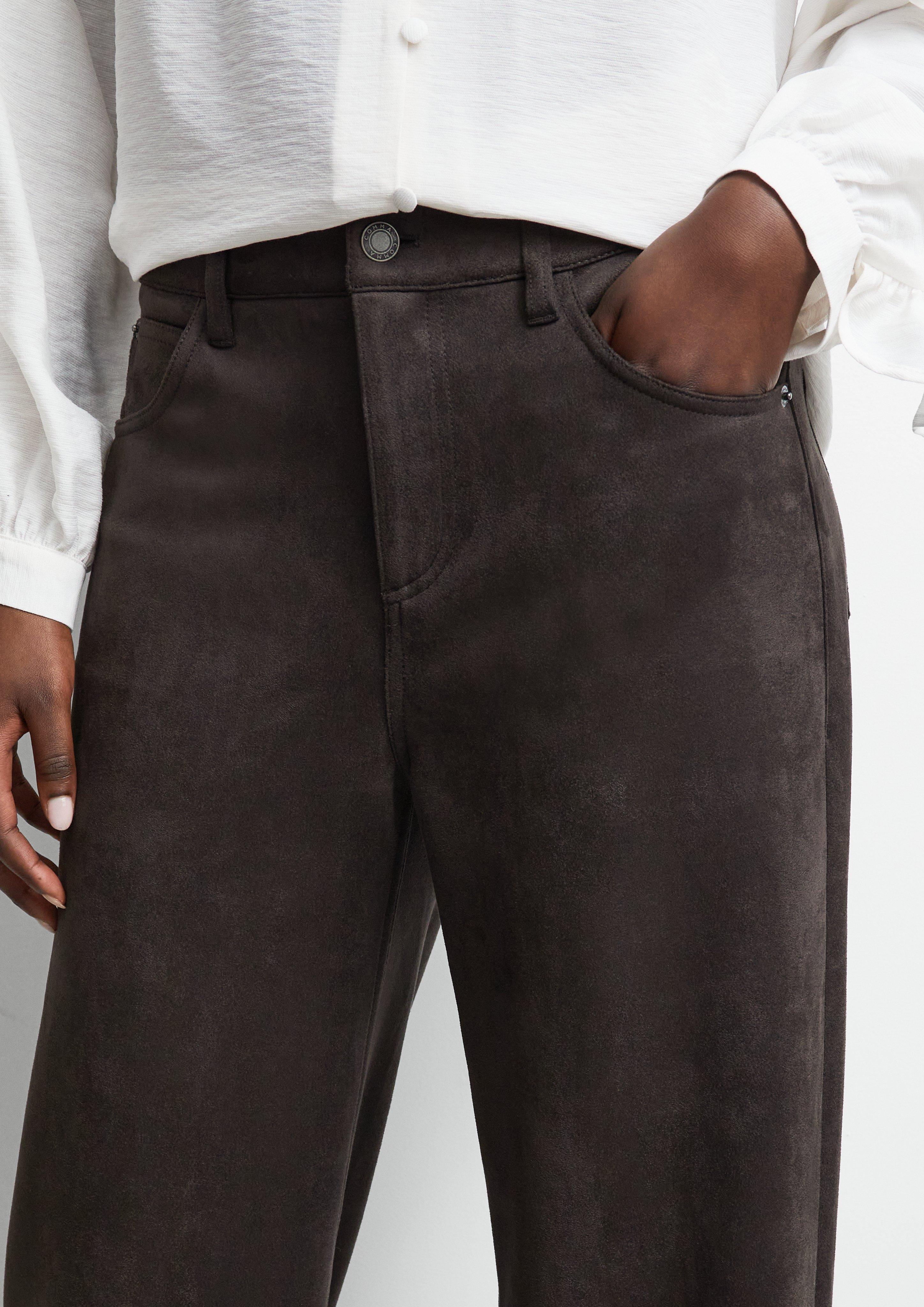 Faux suede wide-leg pants in brown by COMMA
