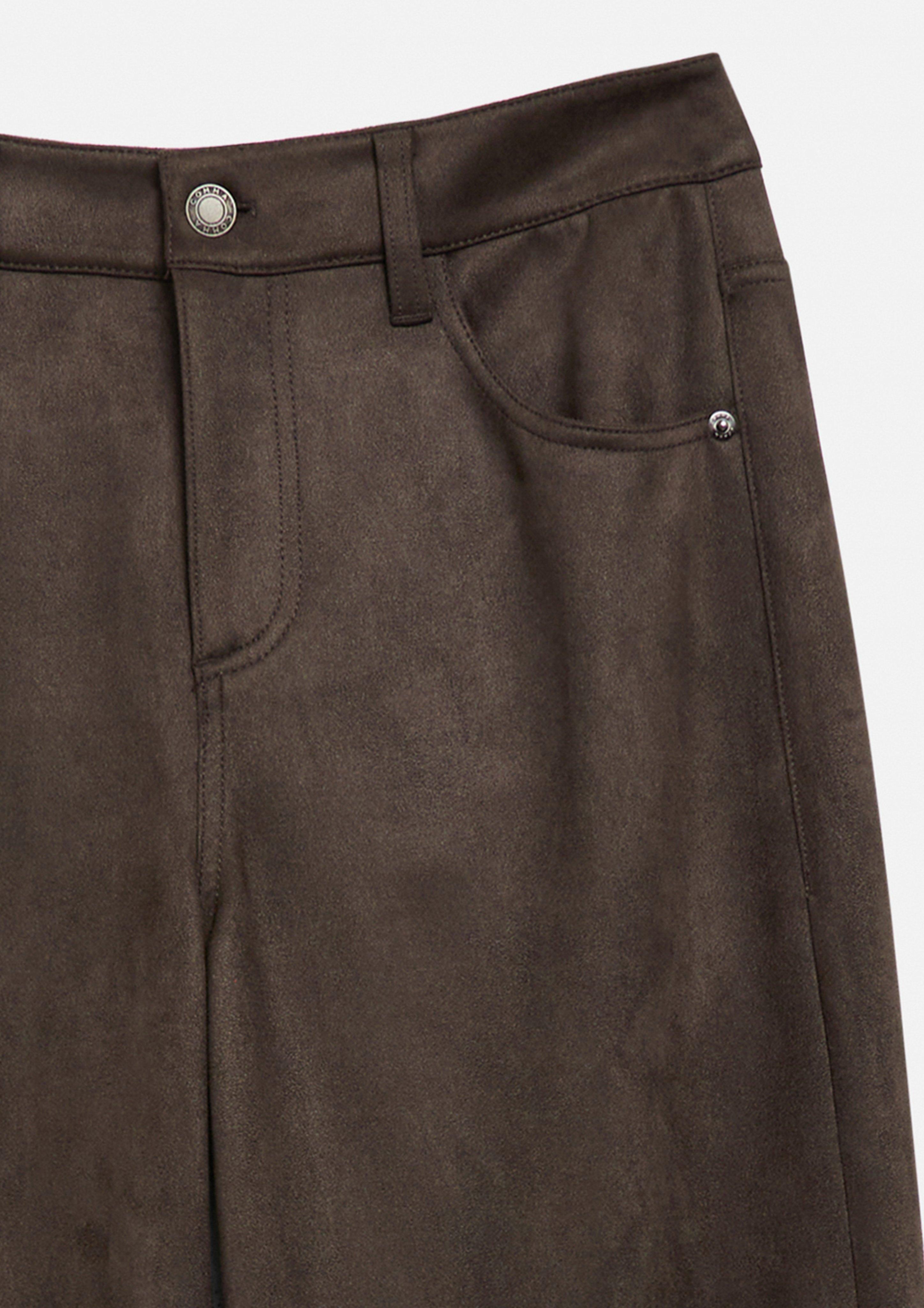 Faux suede wide-leg pants in brown by COMMA