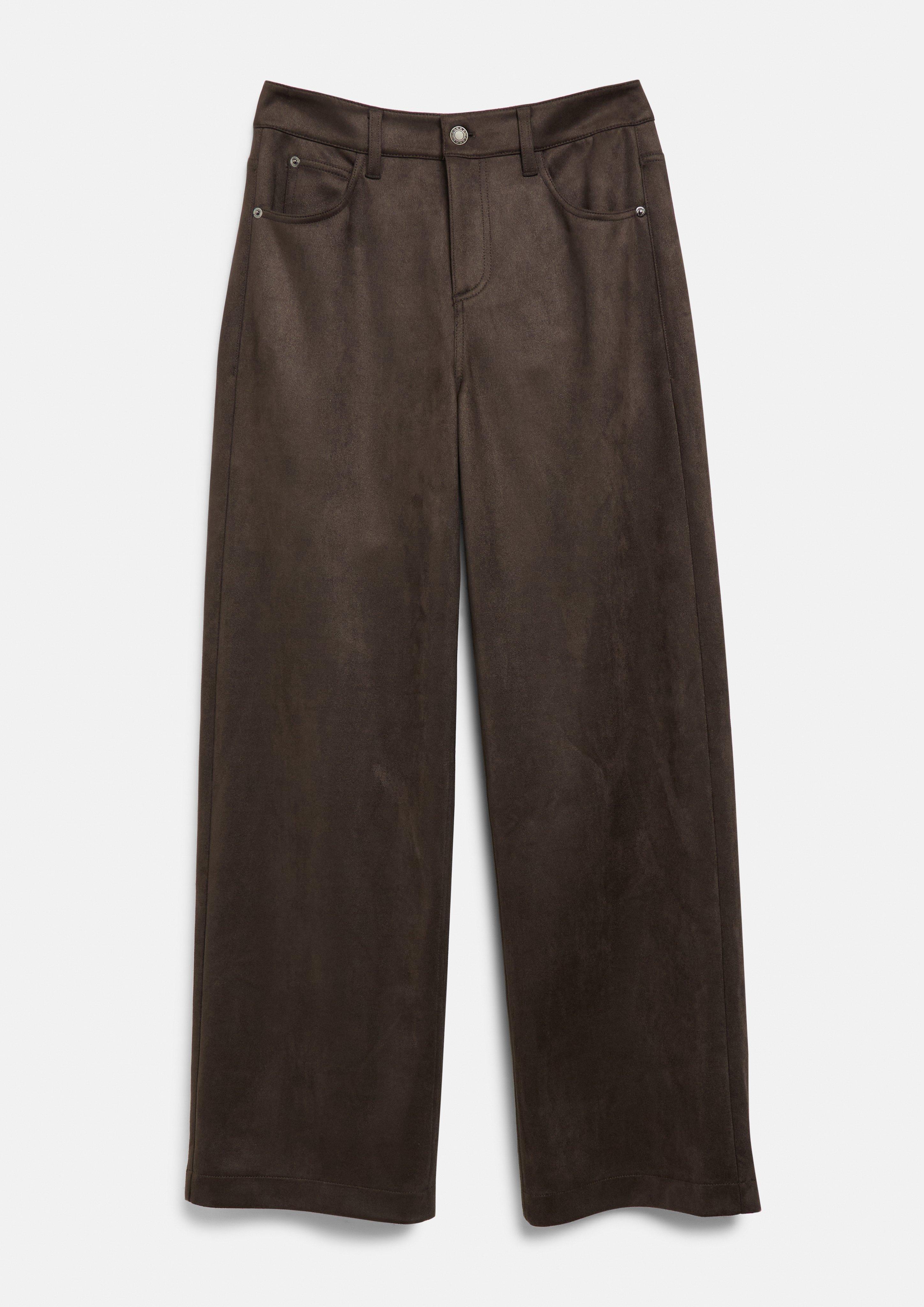 Faux suede wide-leg pants in brown by COMMA
