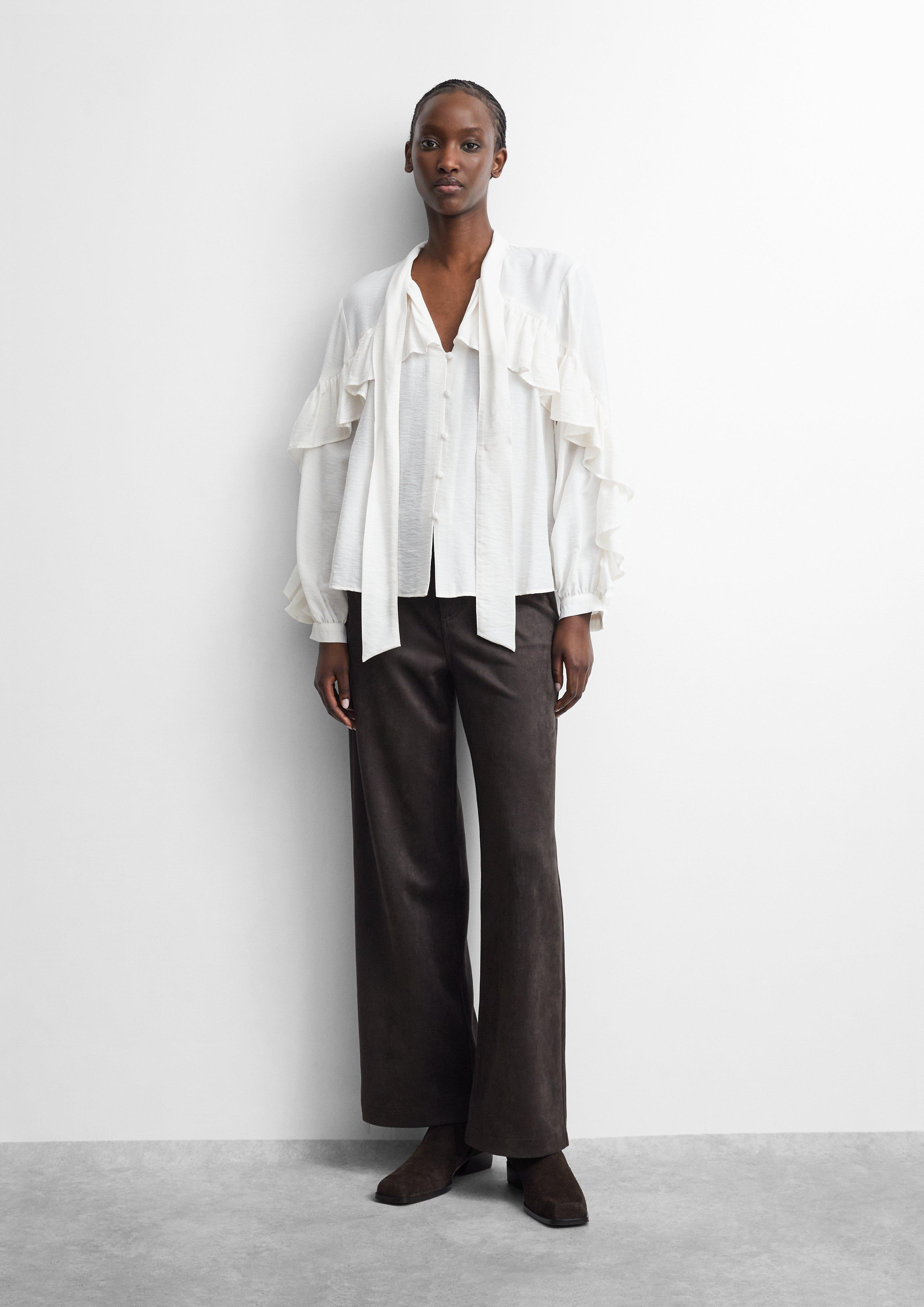 Faux suede wide-leg pants in brown by COMMA