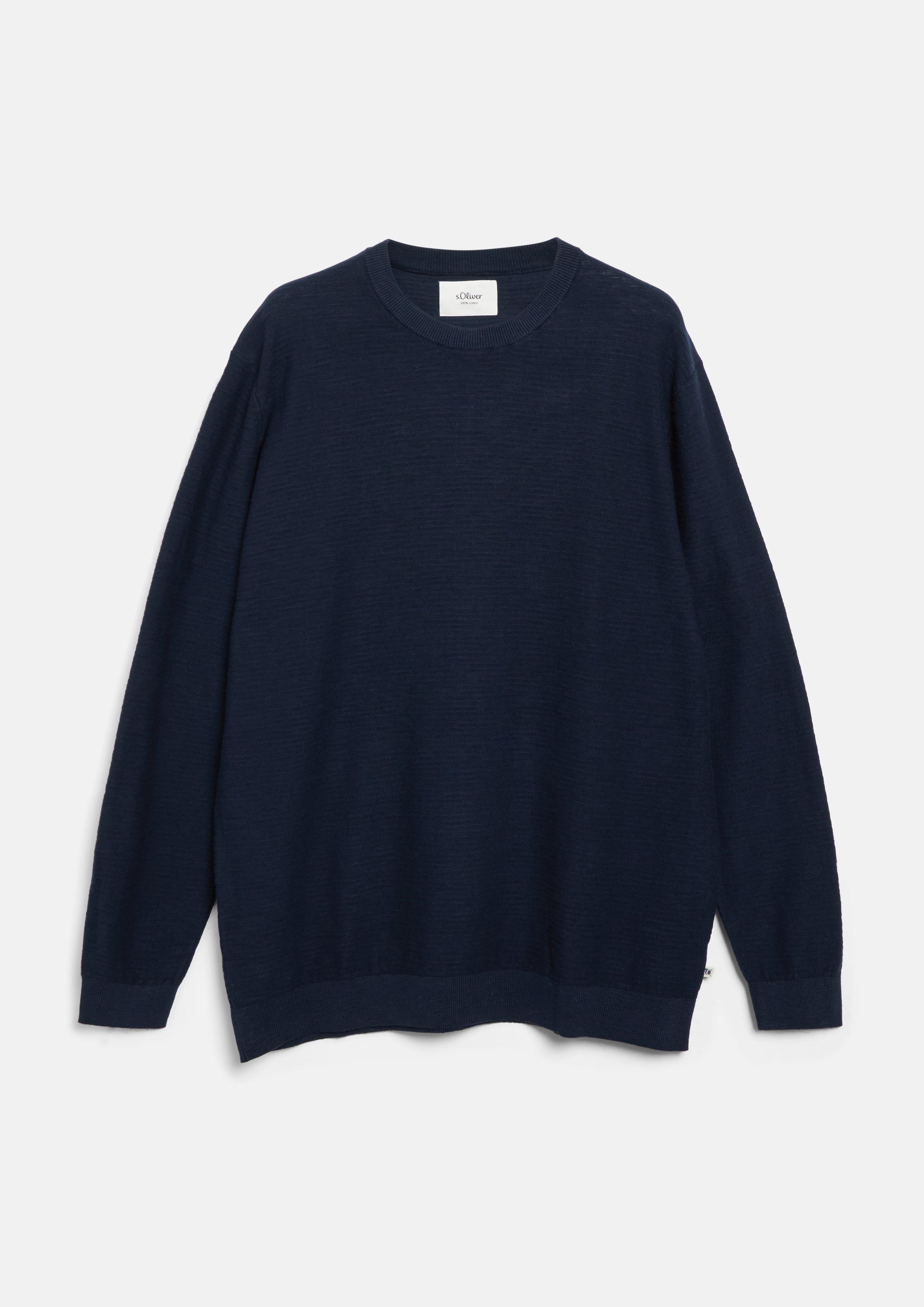 Hommes Pull en coton à effet flammé en bleu de s.Oliver Men Big Sizes
