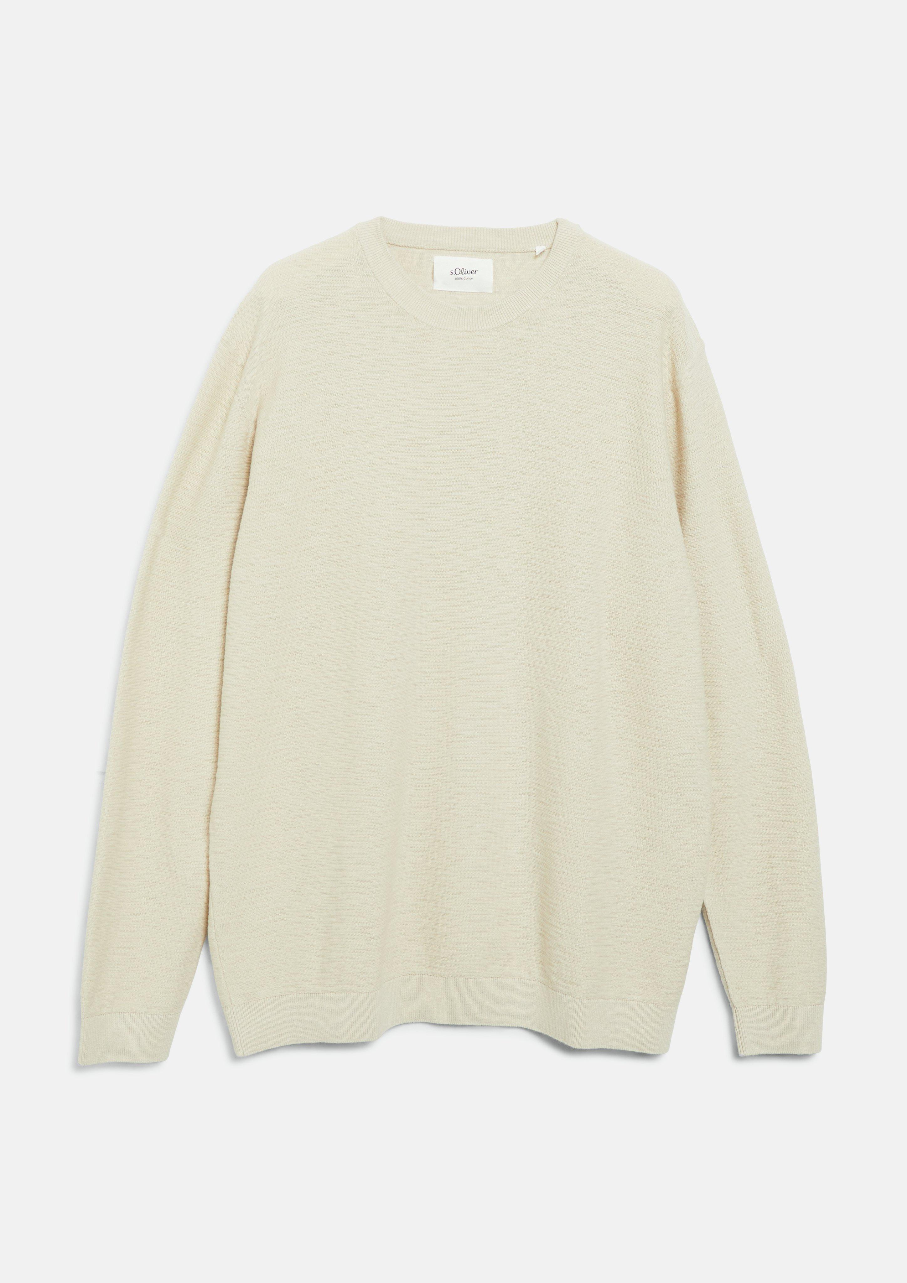 Katoenen trui met vlamgarenstructuur in beige van s.Oliver Men Big Sizes
