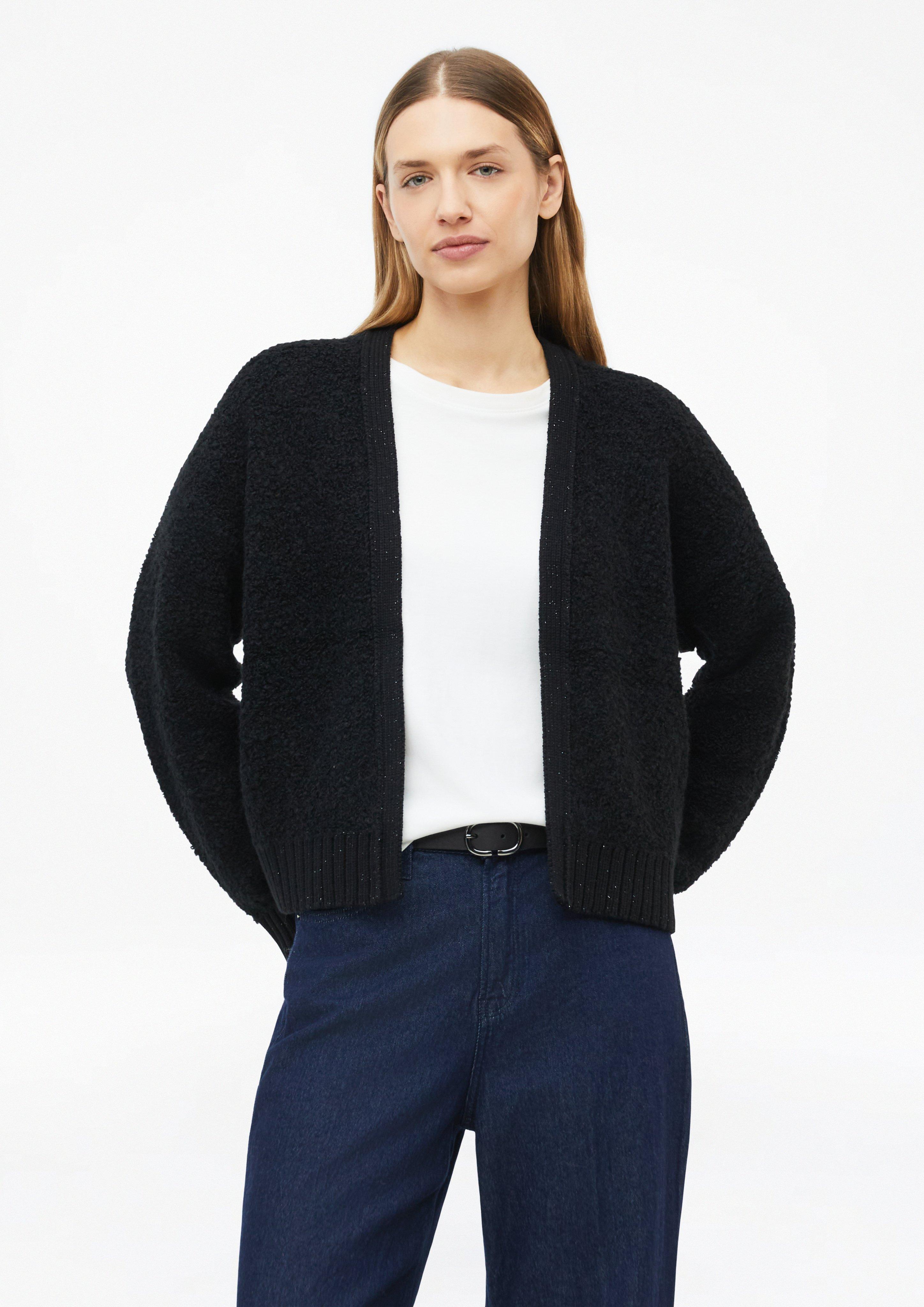 Bouclé-Strickjacke mit Glitzereffekt in Farbe schwarz von s.Oliver