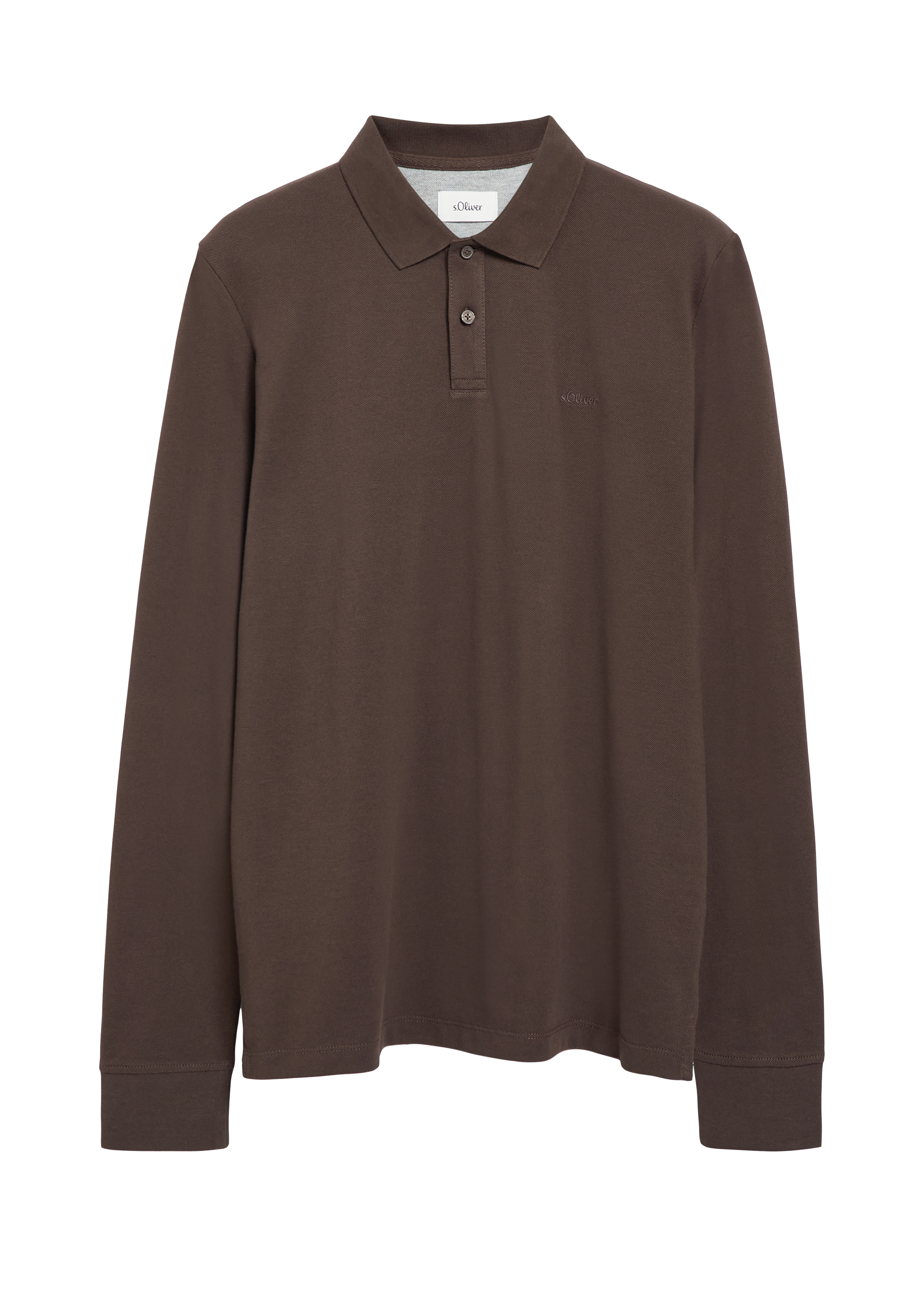 Polo shirt met lange mouwen van katoenpiqué