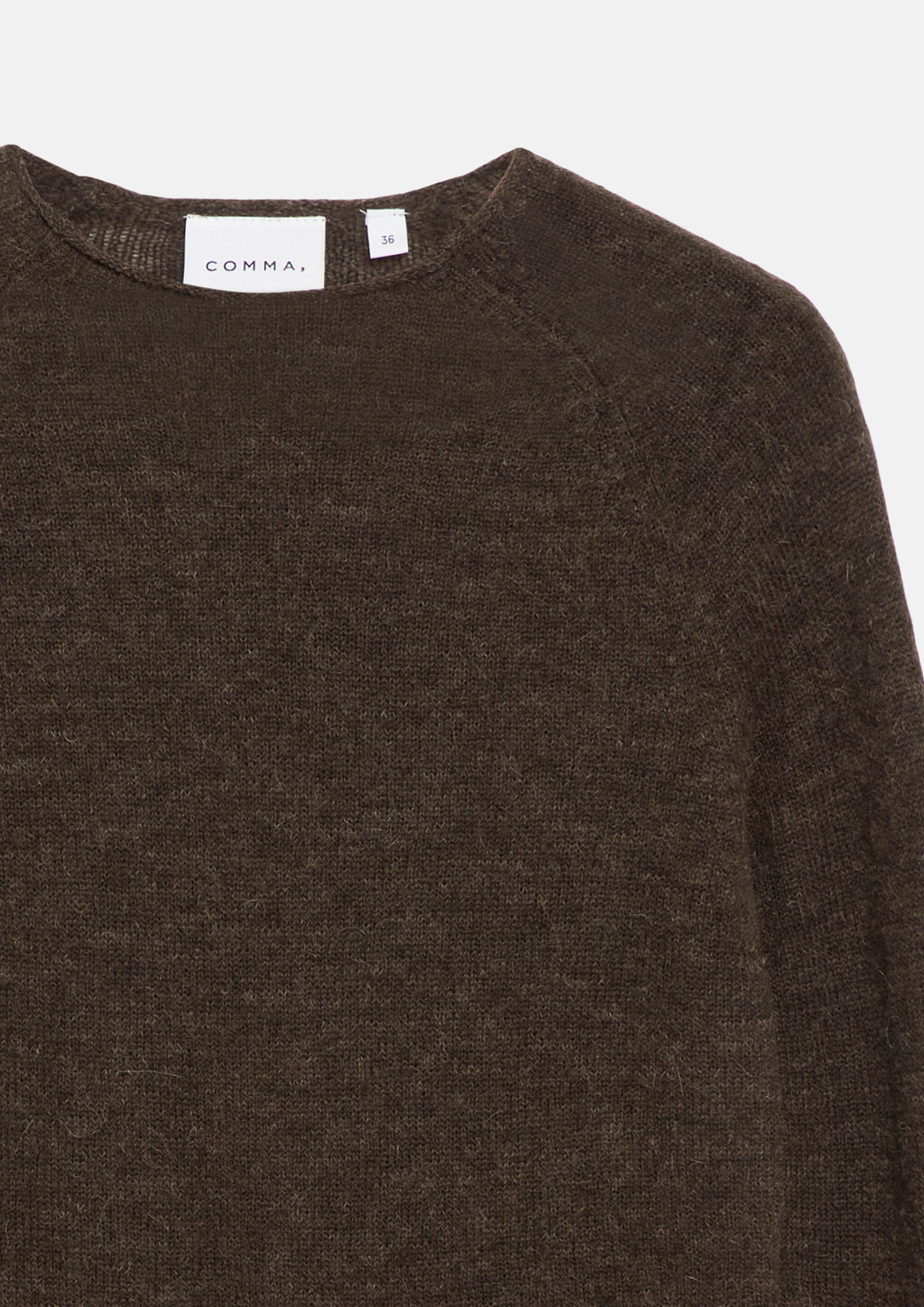 Pull ajusté en mélange d'alpaga en brun de COMMA