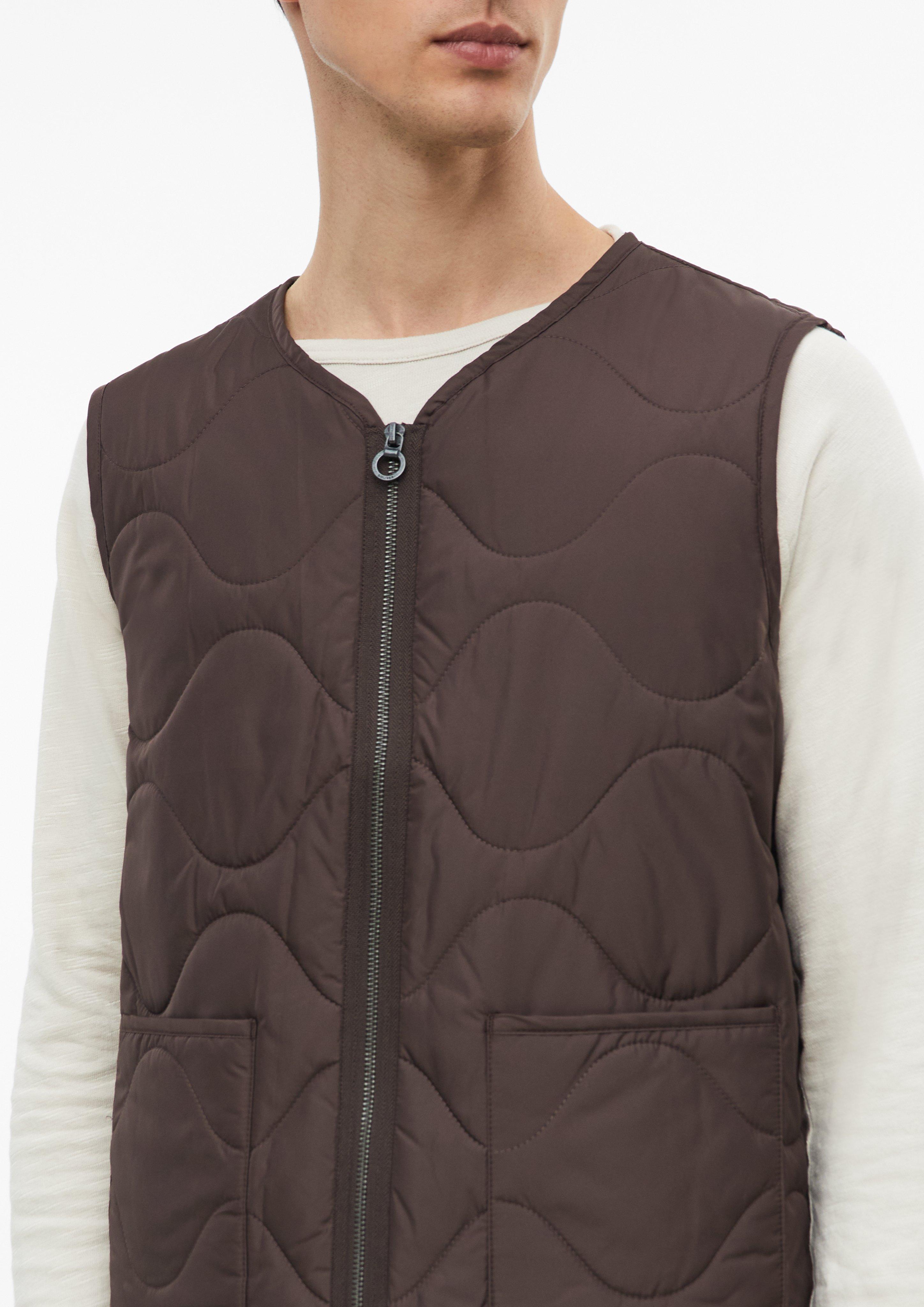 Men Lightweight quilted vest with patch pockets in brown by s.Oliver