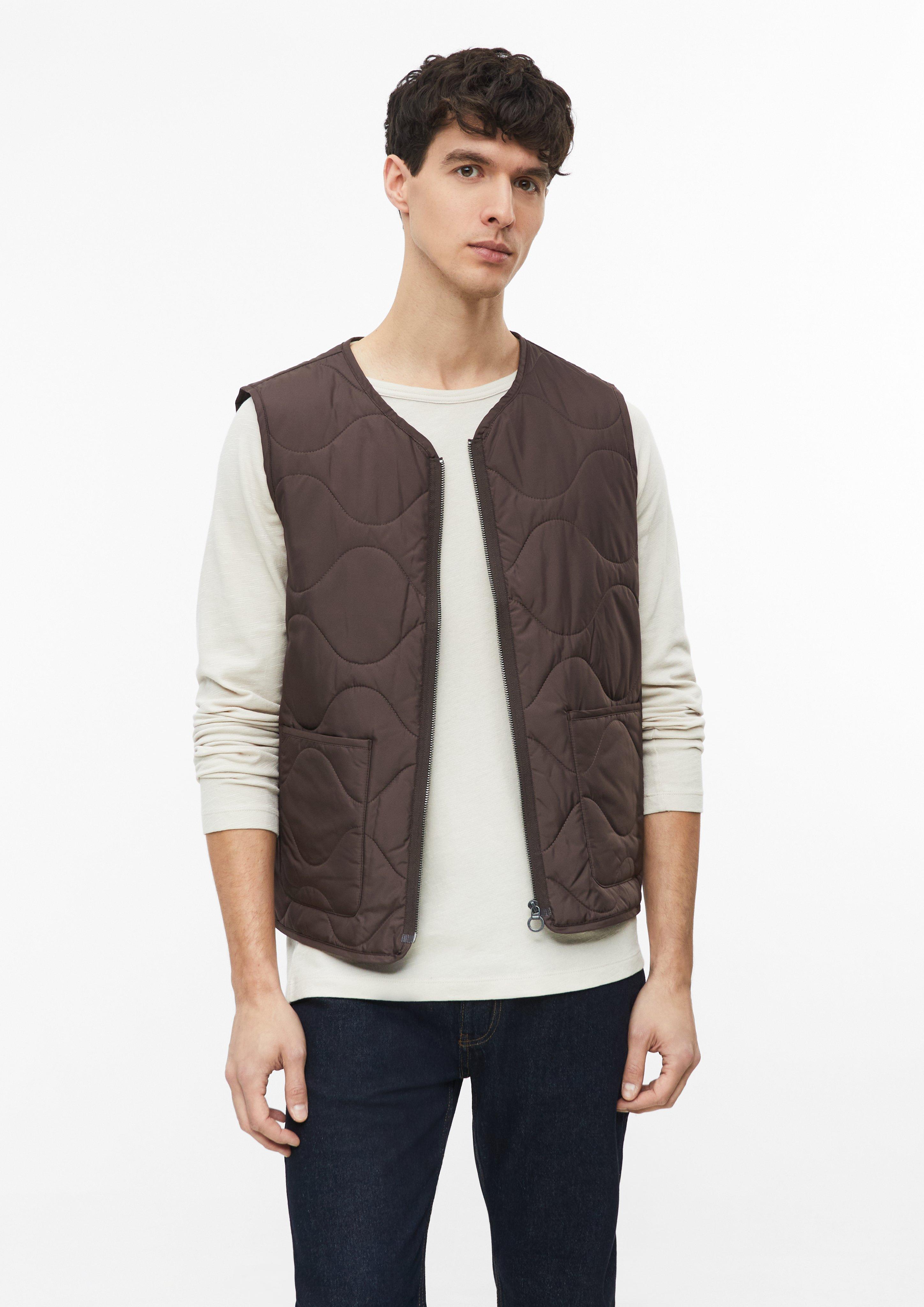 Men Lightweight quilted vest with patch pockets in brown by s.Oliver
