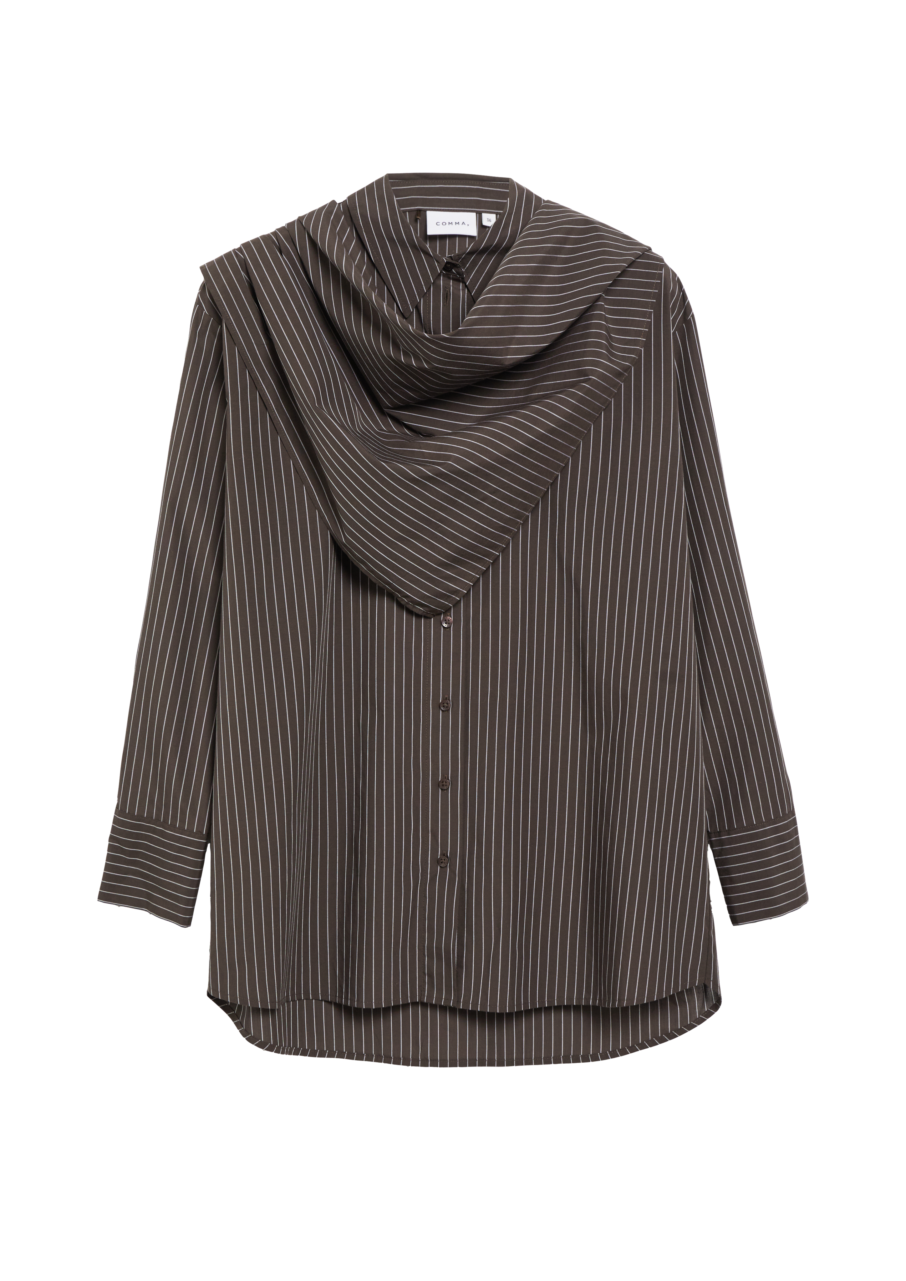 Blouse met krijtstrepen van een lyocellmix met afneembare sjaal