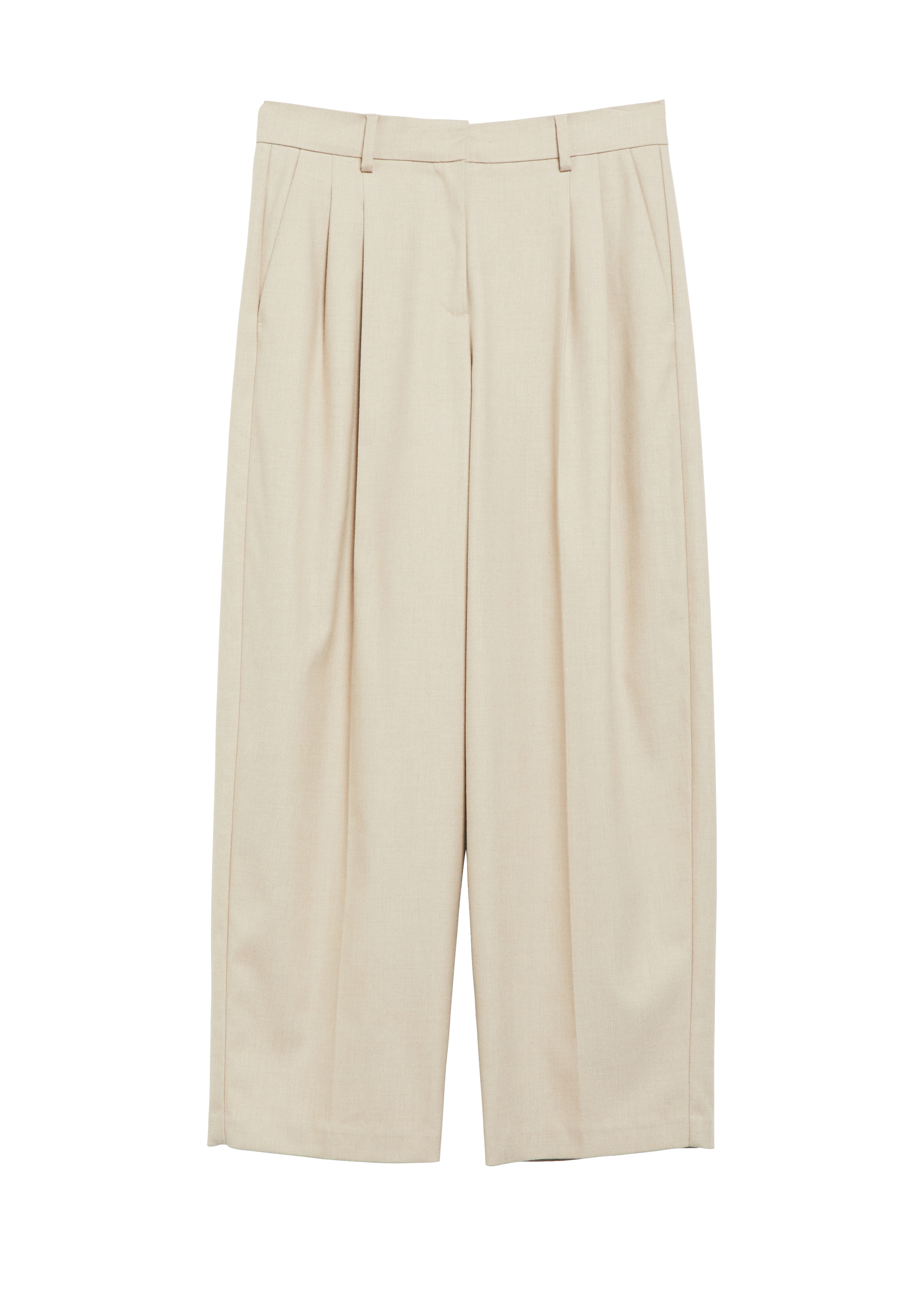 Flannel broek met plooien, enkellengte