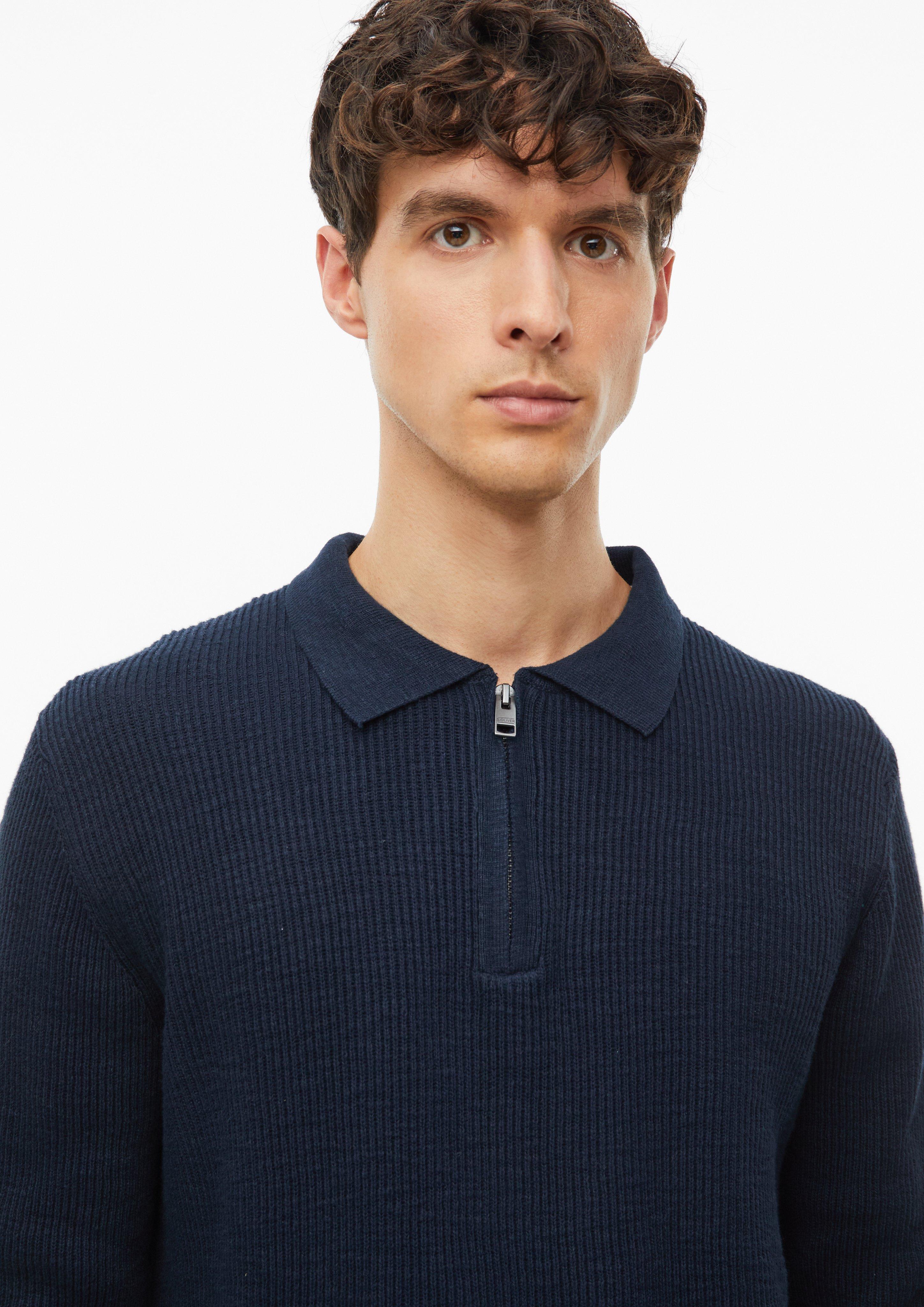 Men Knitted pullover in blue by s.Oliver