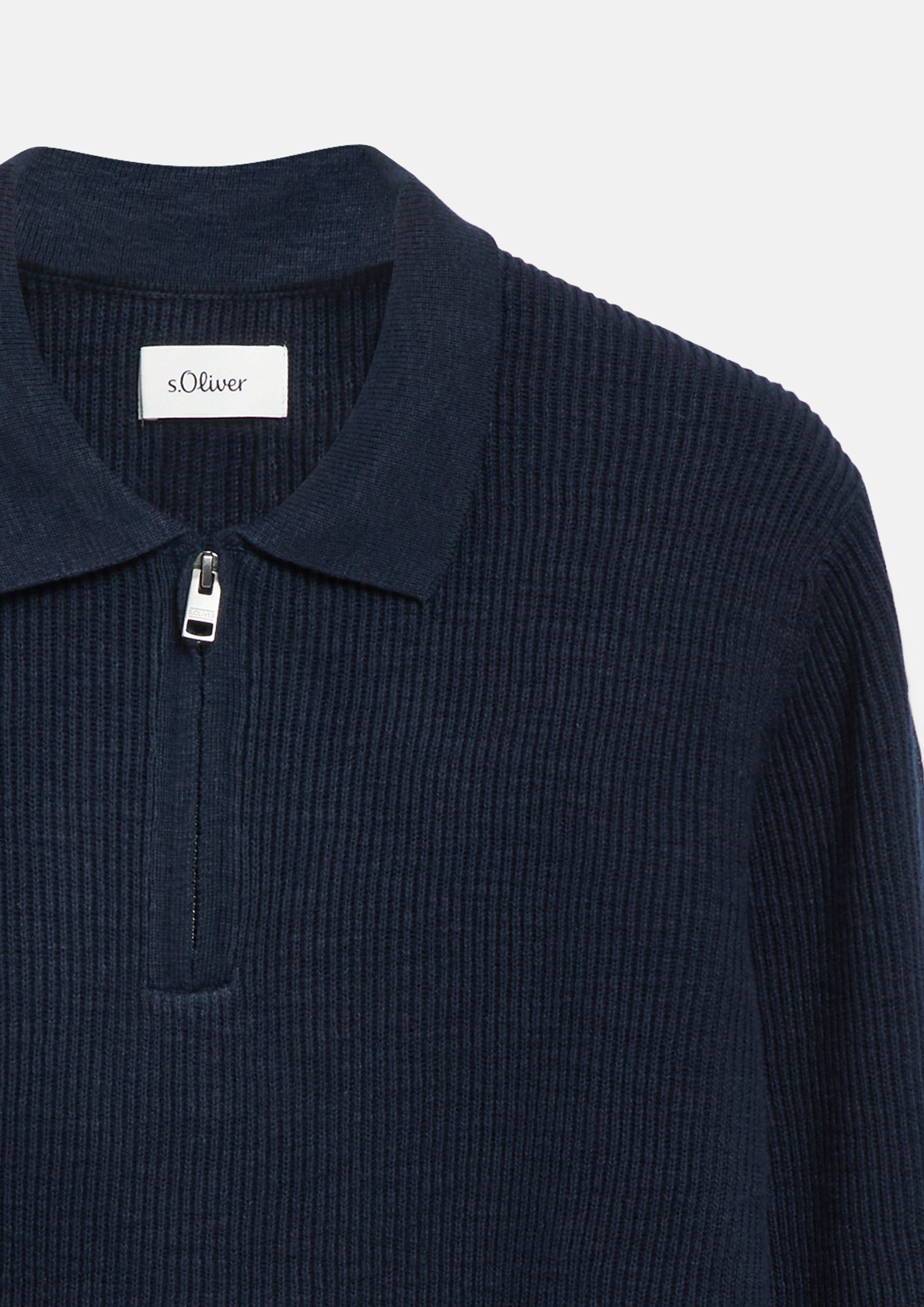 Men Knitted pullover in blue by s.Oliver