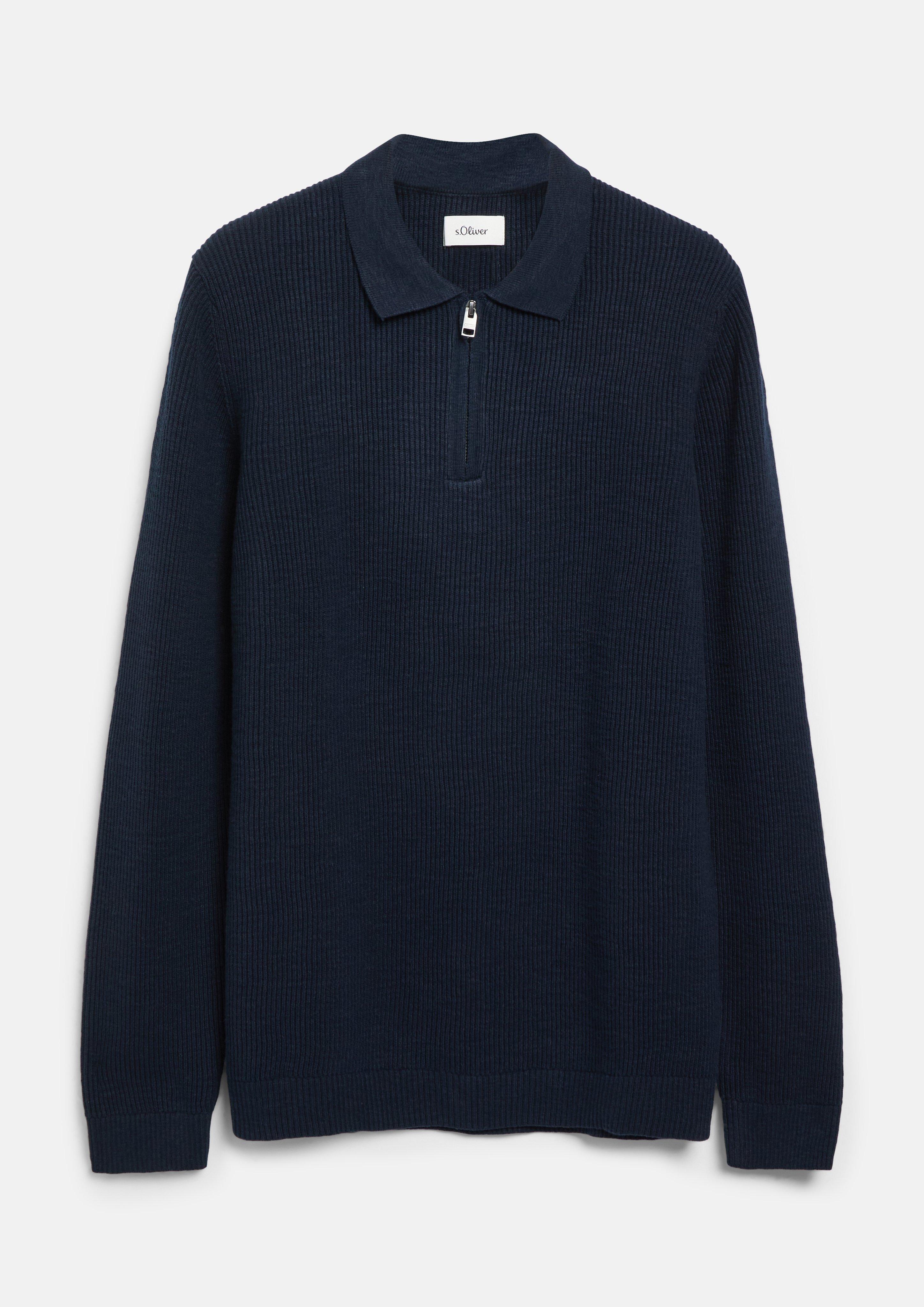 Men Knitted pullover in blue by s.Oliver
