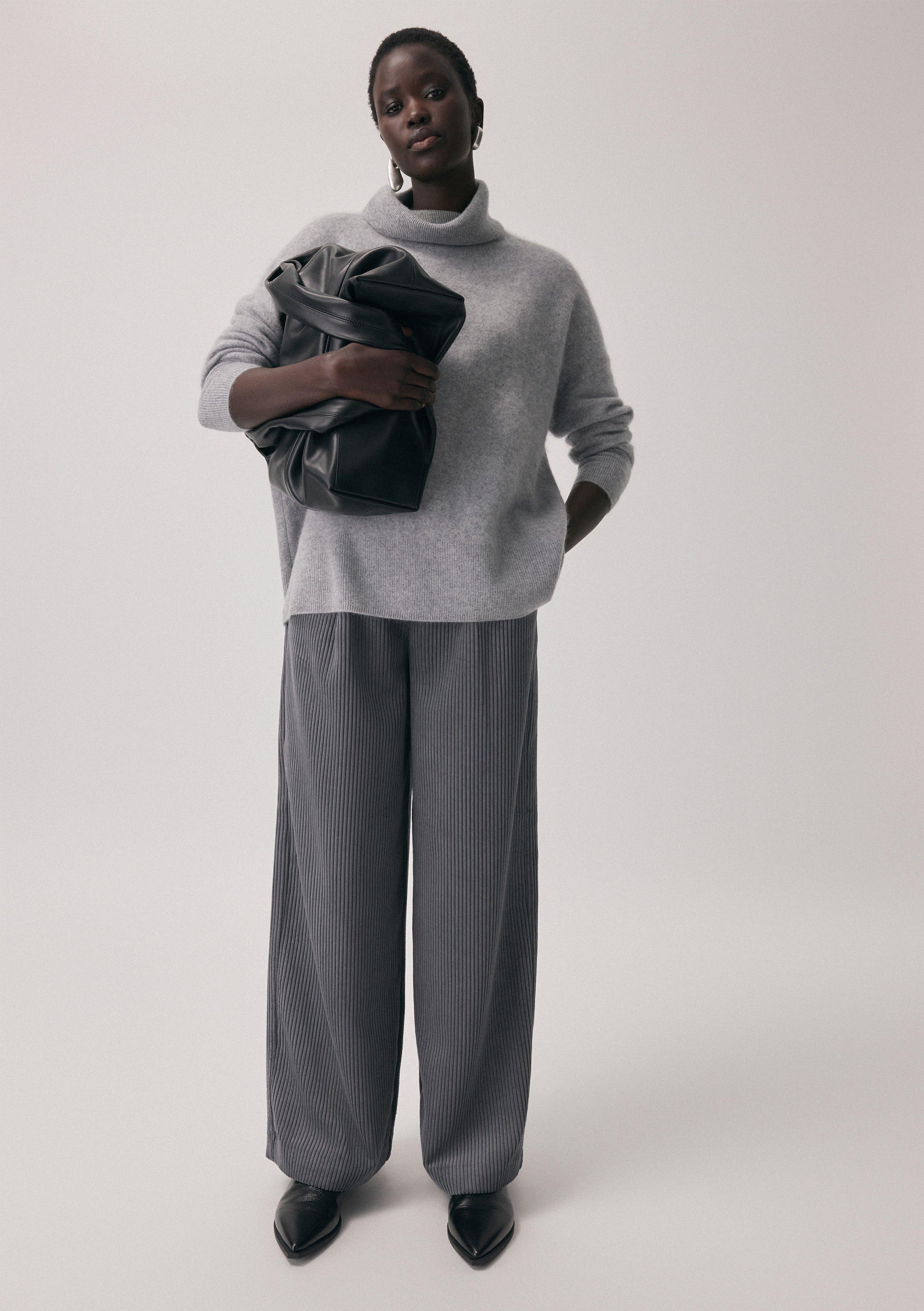 Cordhose mit Wide Leg in dunkelgrau von COMMA