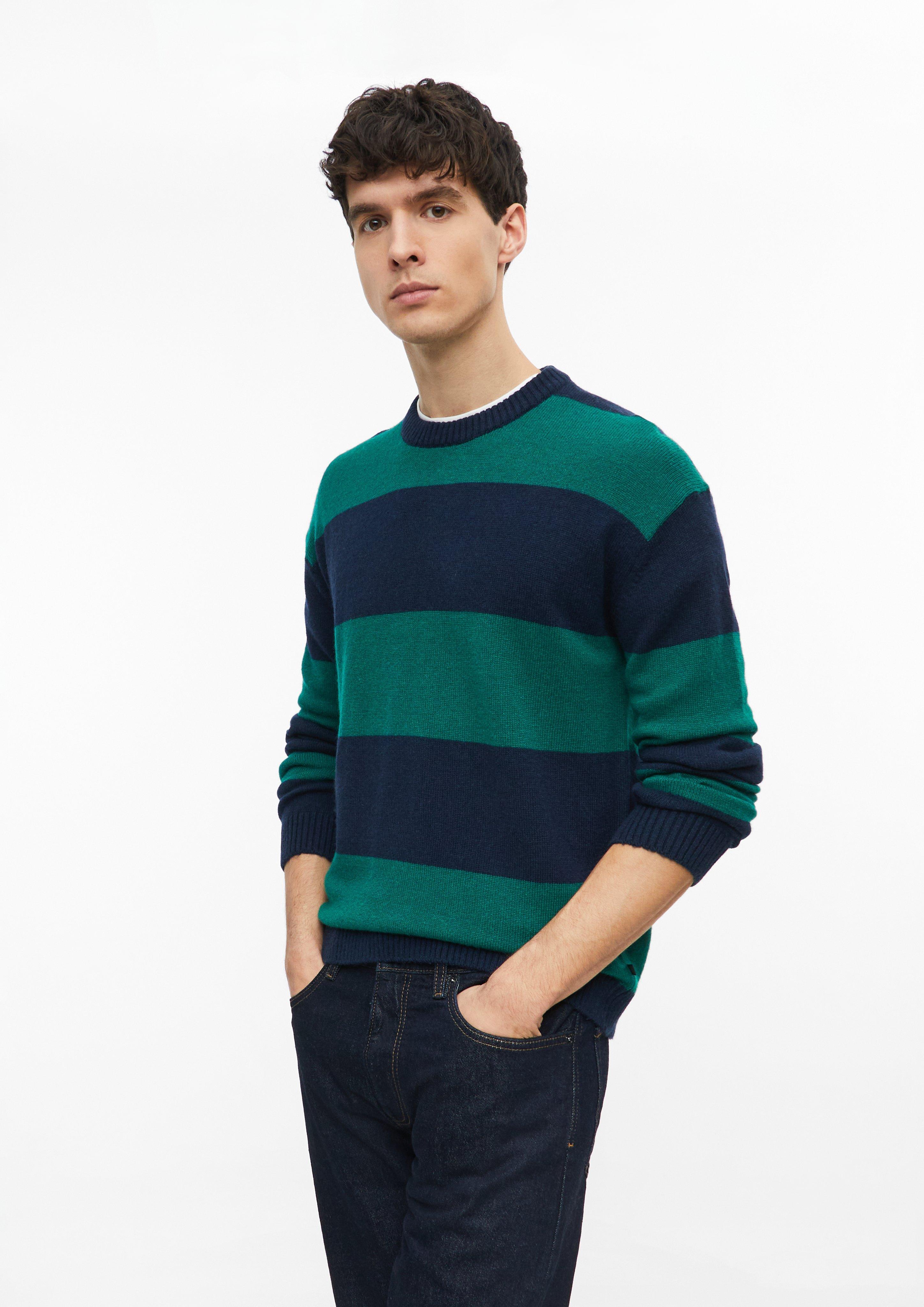Trui met blokstrepen van 100% wol in een moderne pasvorm in navy van s.Oliver