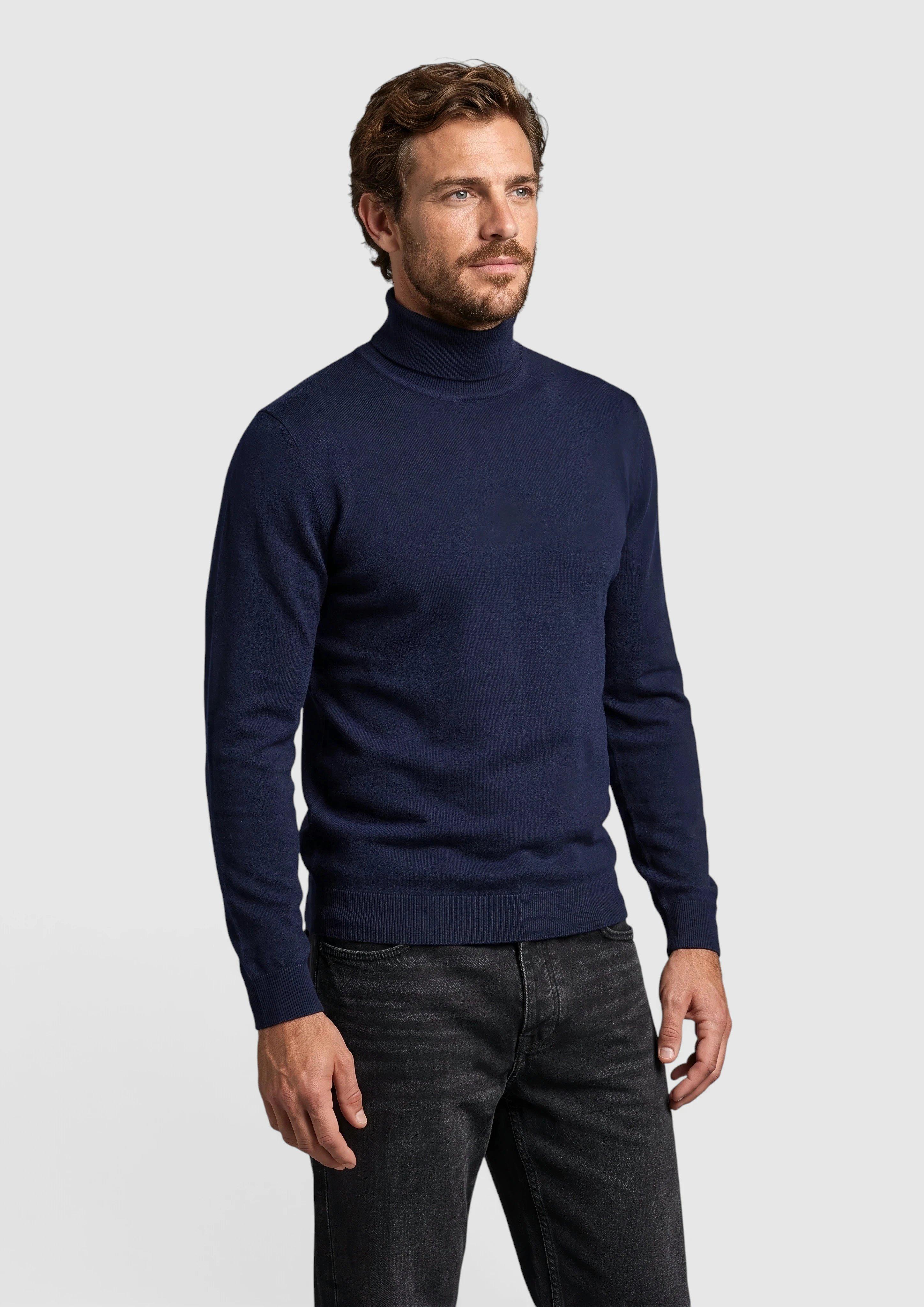 Pull à col roulé 100 % coton en bleu marine de s.Oliver