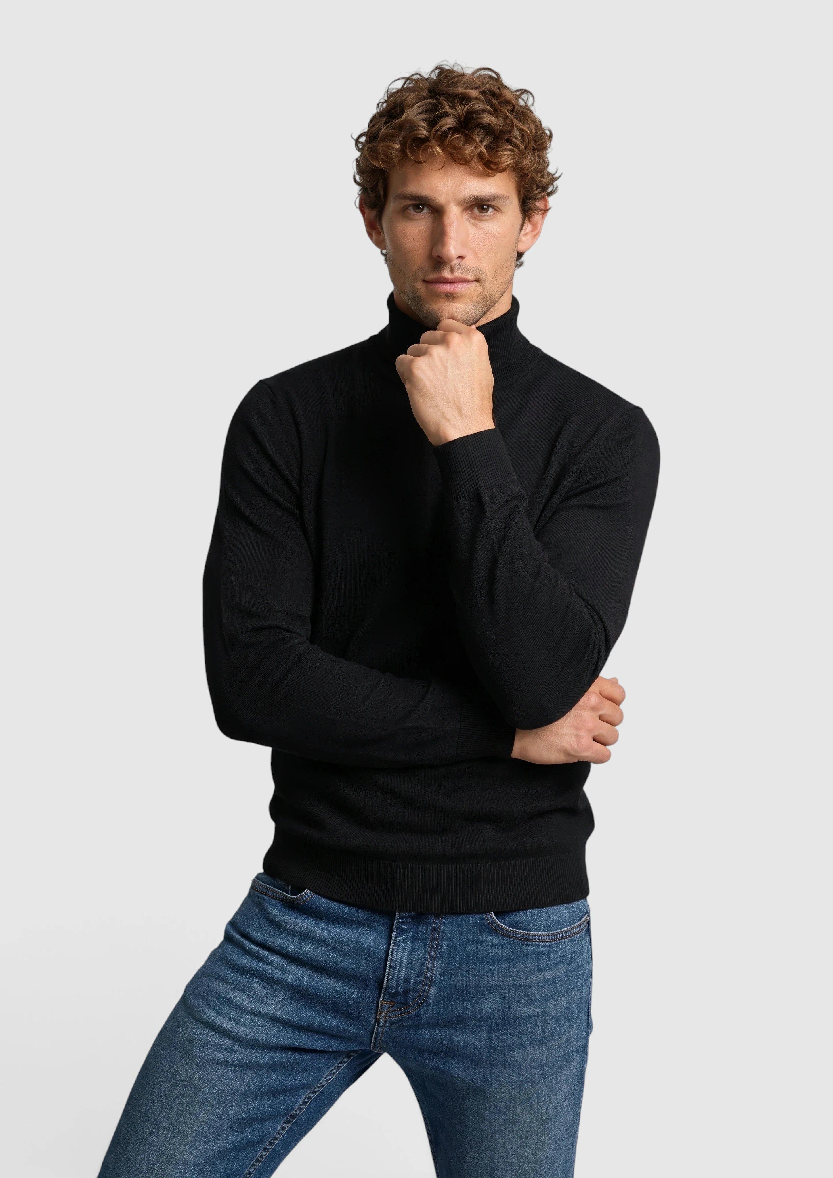 Rollkragenpullover aus 100% Baumwolle in Farbe schwarz von s.Oliver