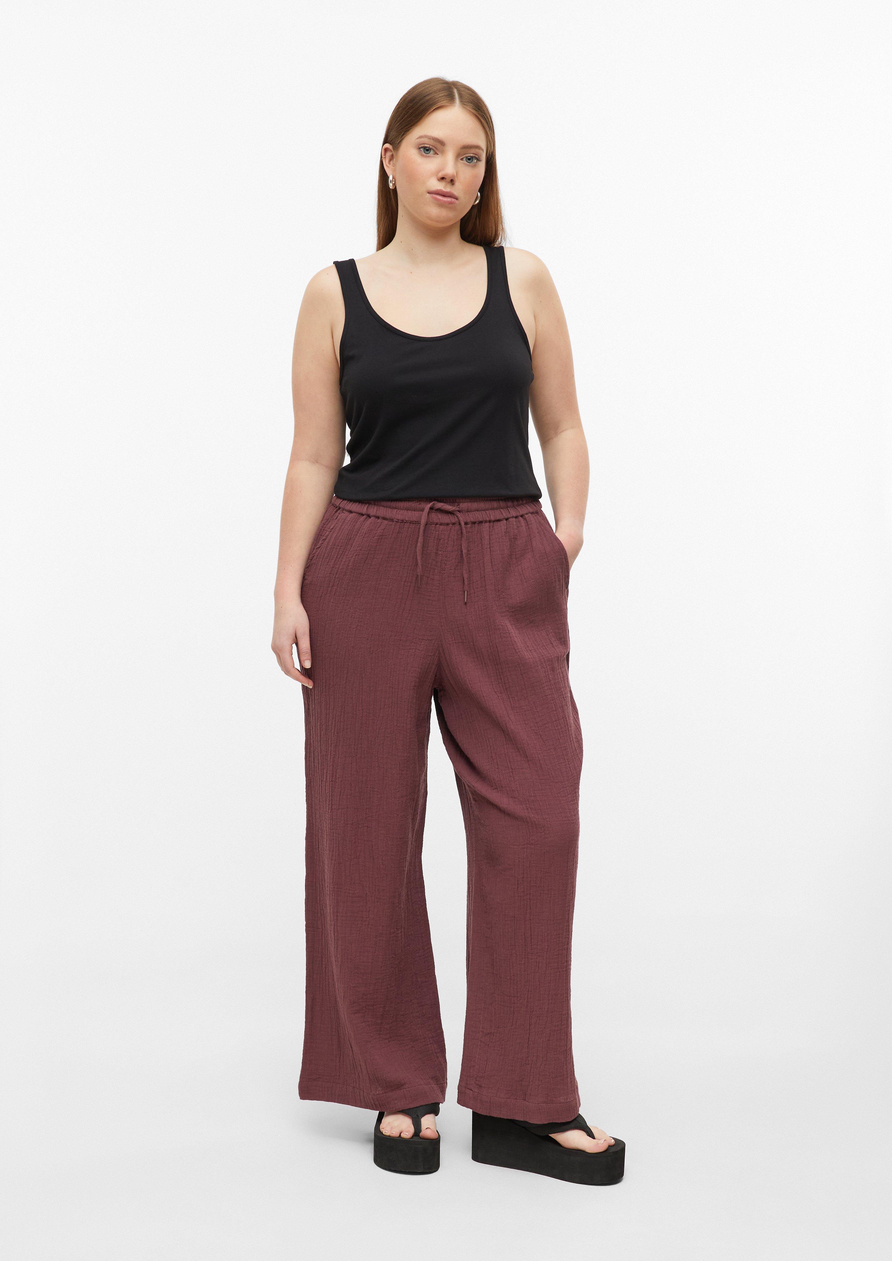 Dames Mousselinebroek met wijde pijpen en elastische tailleband in  van QS CURVE