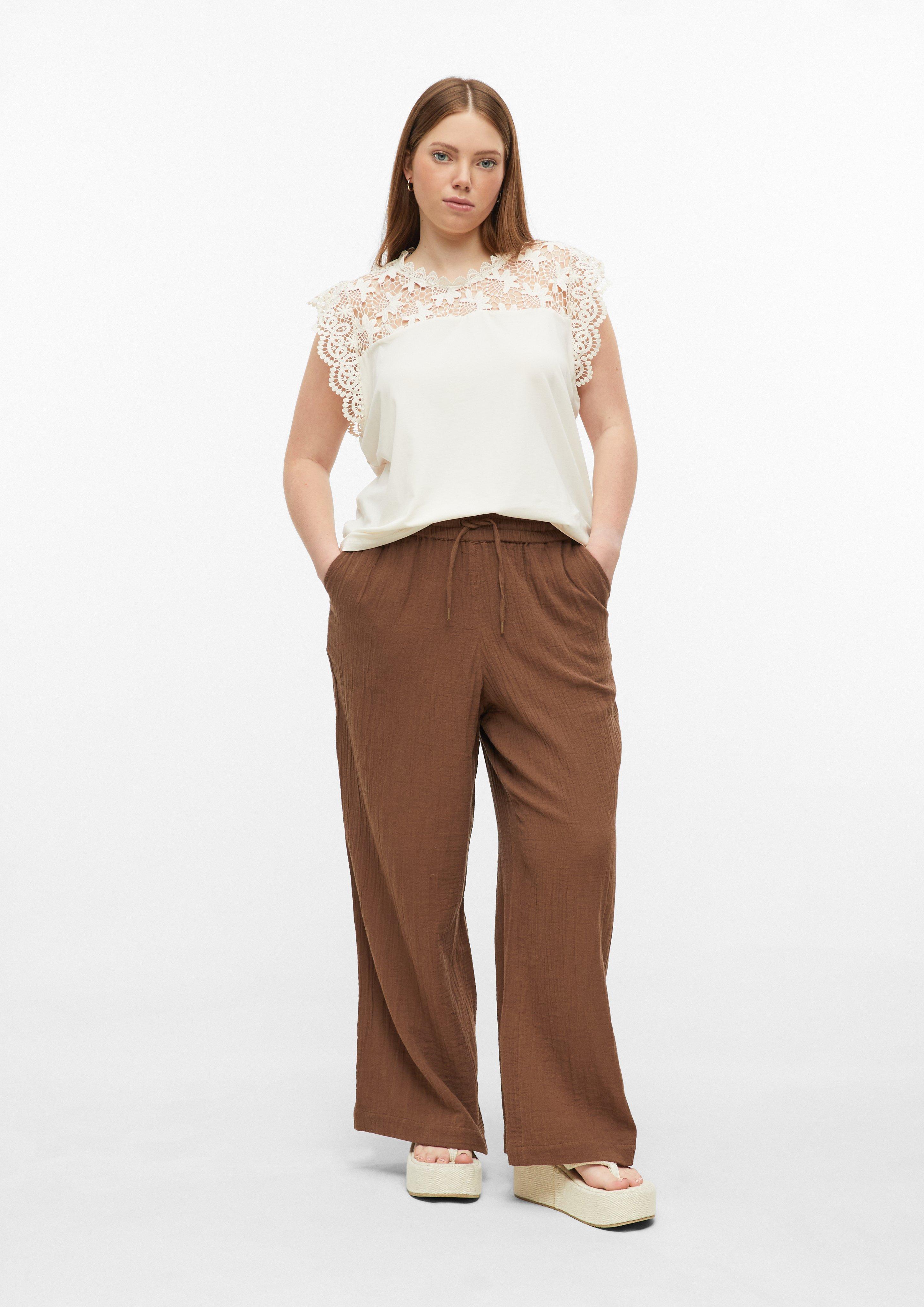 Damen Musselin Hose mit weitem Bein und Elastikbund in  von QS CURVE