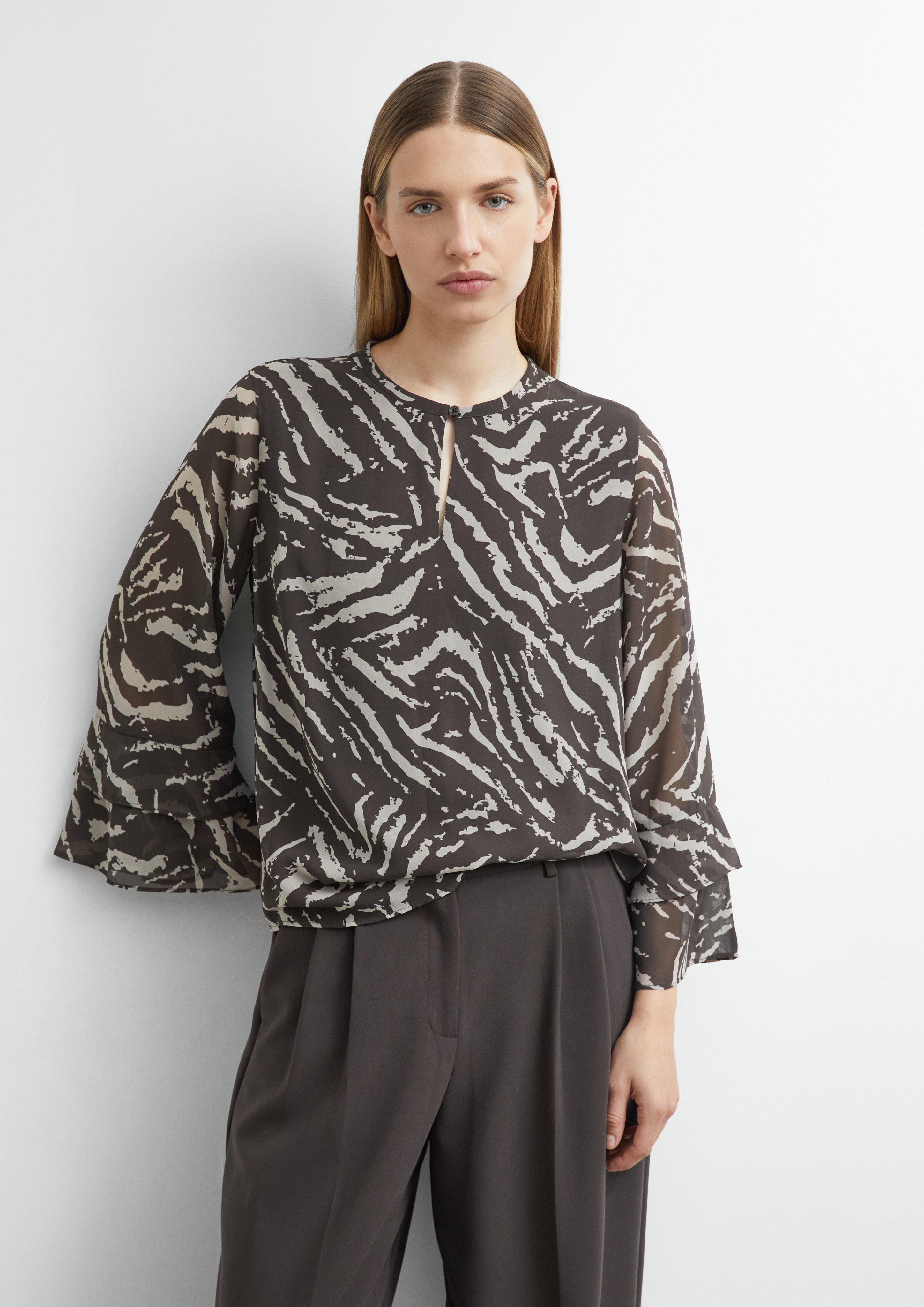 Chiffon Blouse with Ruffles in dark brown by COMMA
