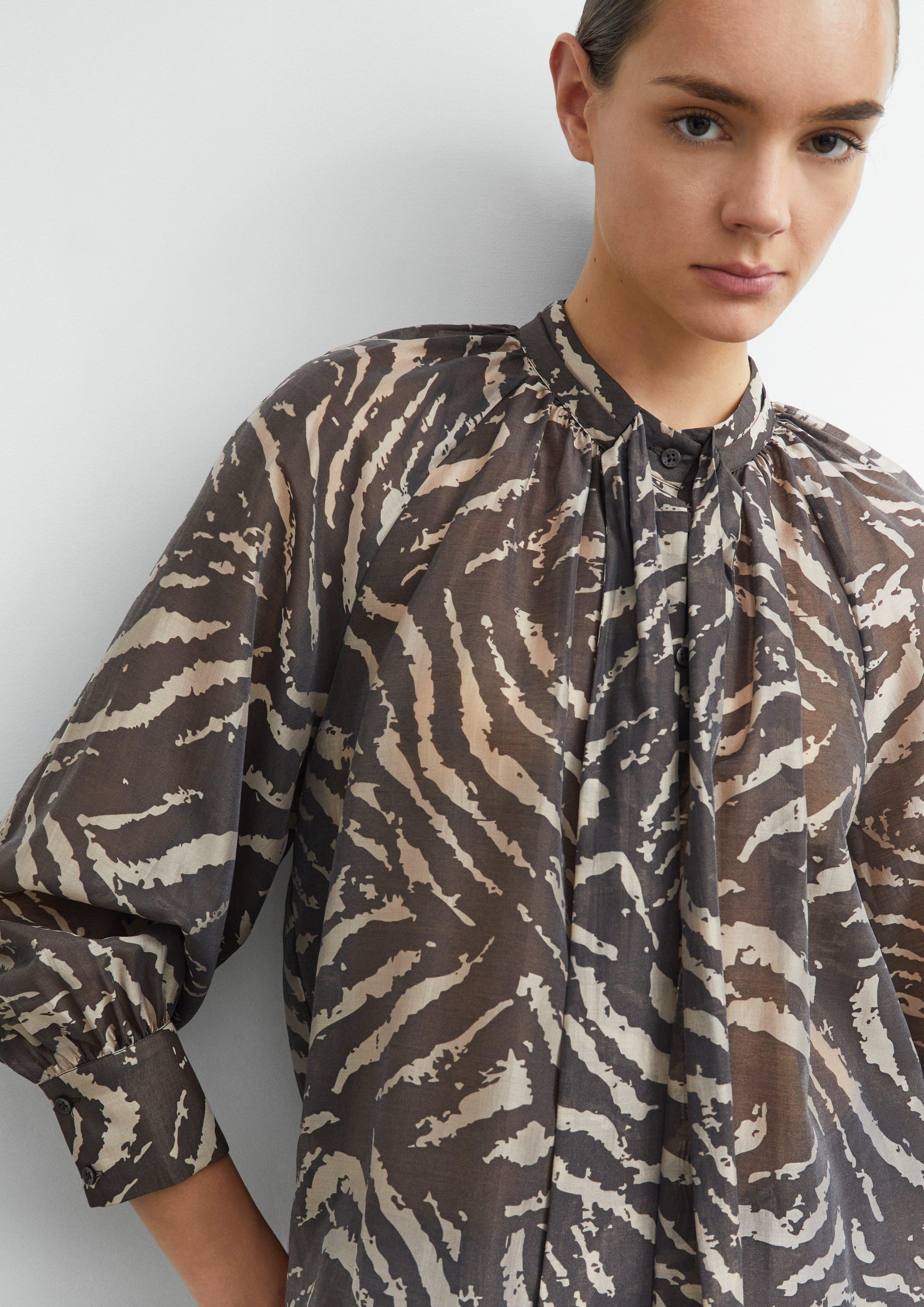 Bow-neck blouse in a lightweight lyocell blend in beige by COMMA