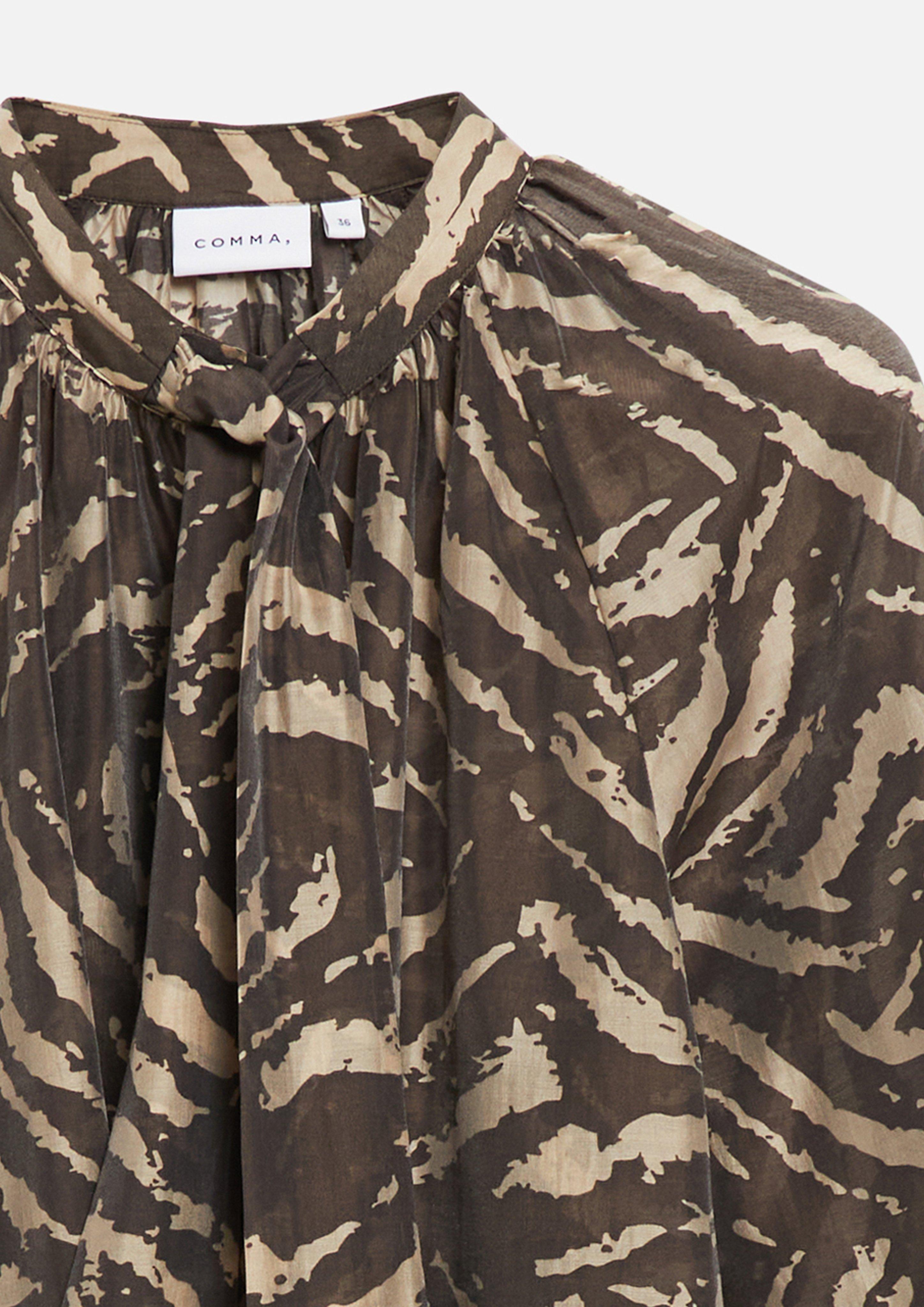 Bow-neck blouse in a lightweight lyocell blend in beige by COMMA