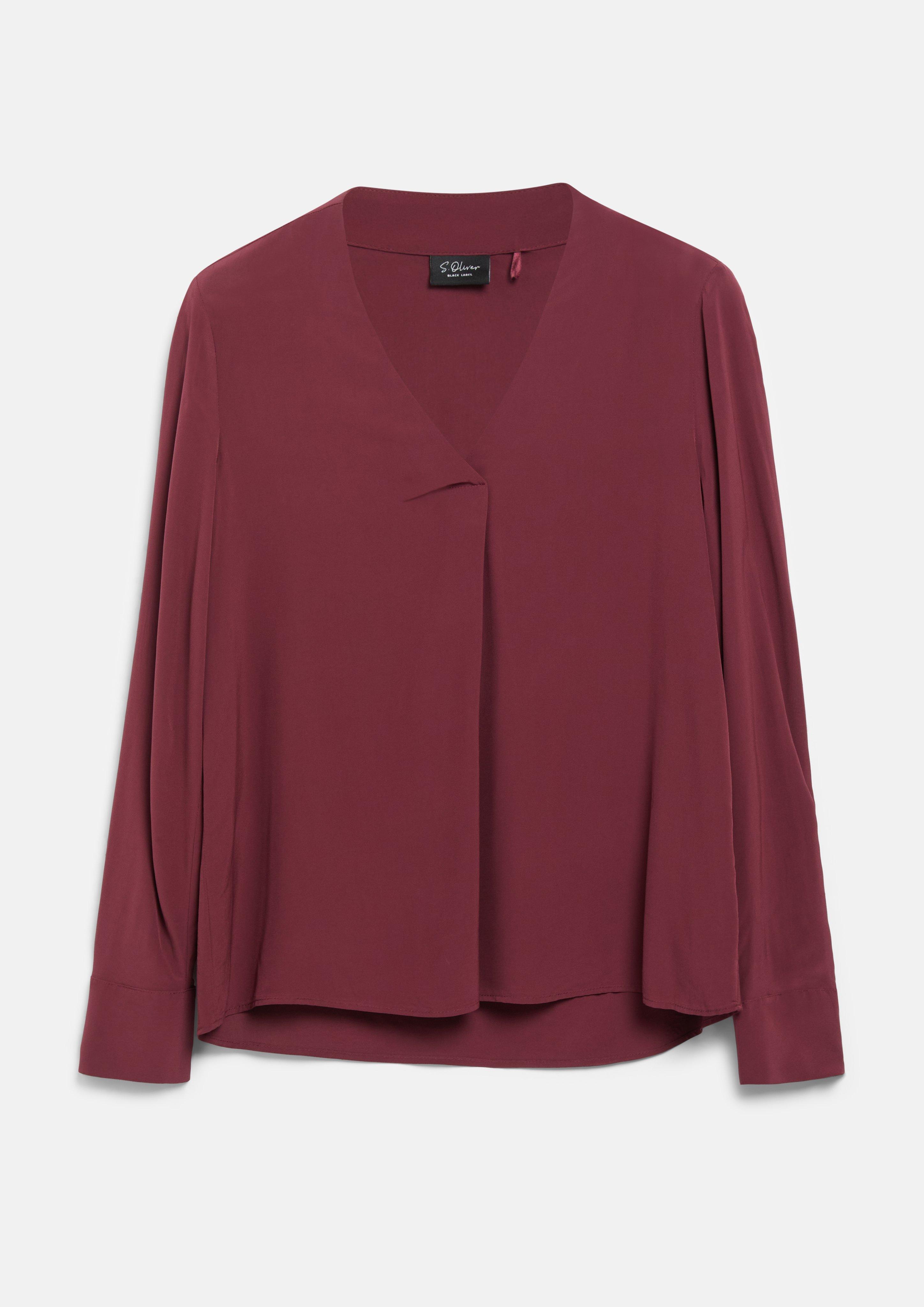 Leichte Chiffonbluse mit V-Ausschnitt in Farbe bordeaux von s.Oliver BLACK LABEL