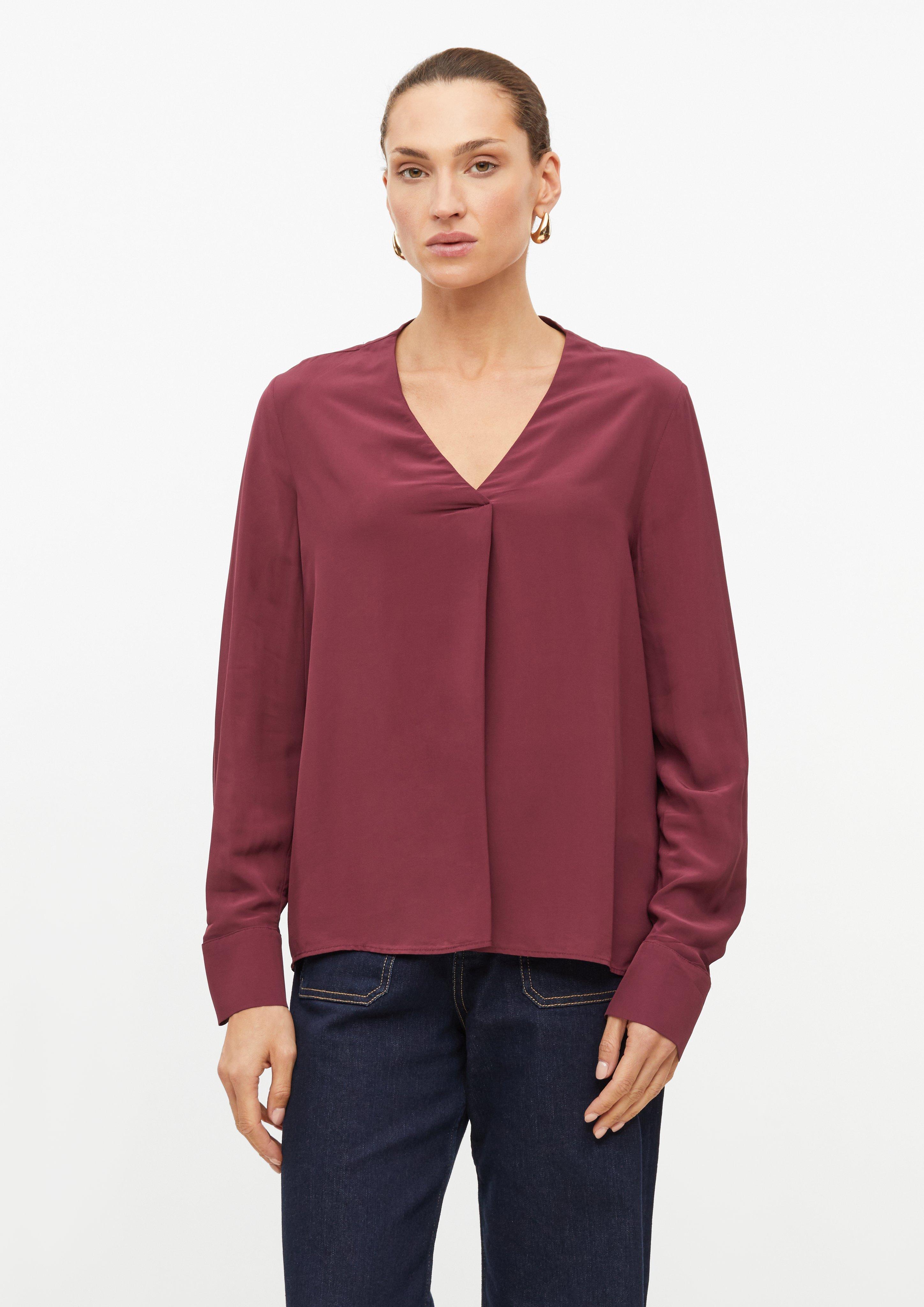 Leichte Chiffonbluse mit V-Ausschnitt in Farbe bordeaux von s.Oliver BLACK LABEL