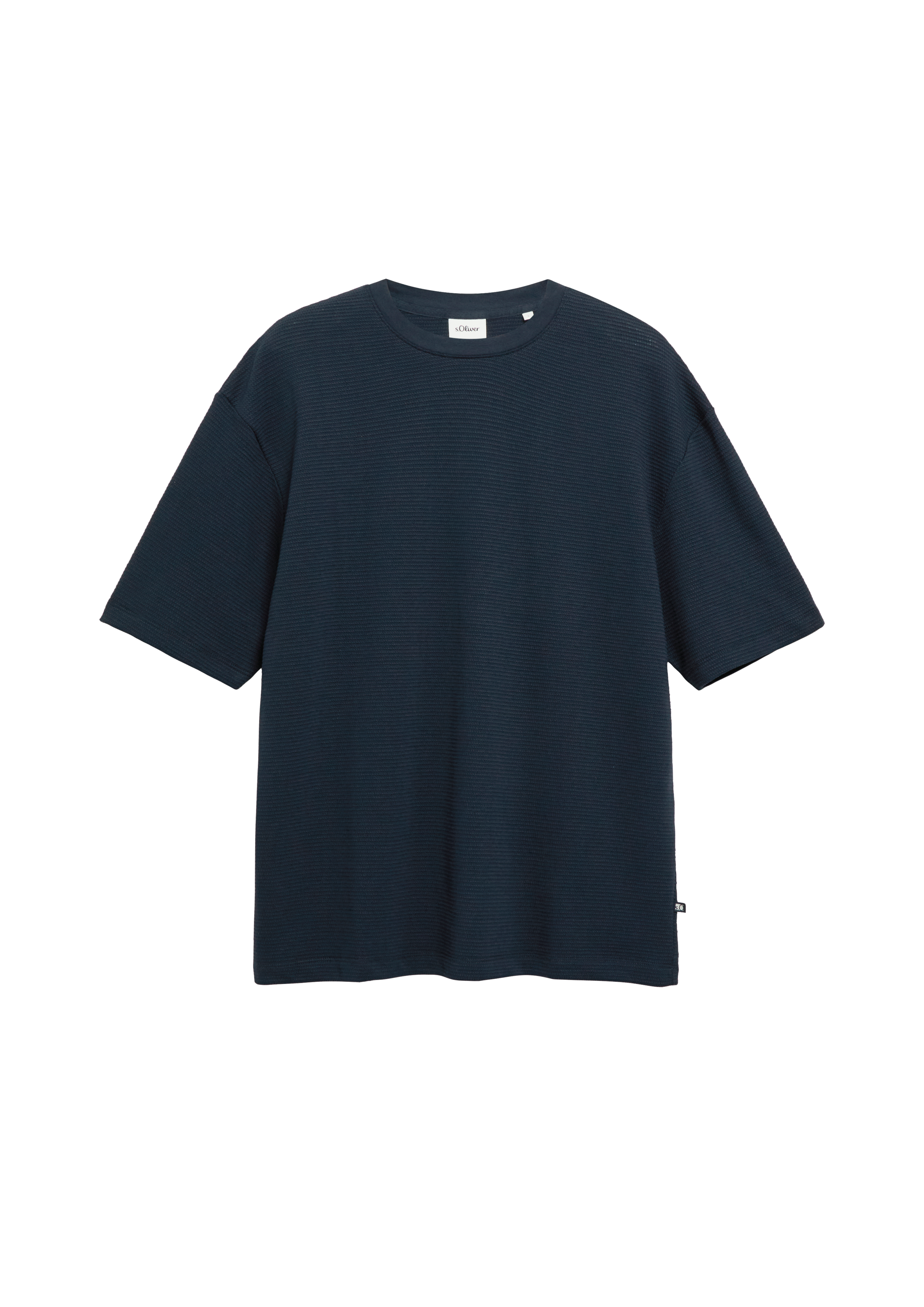 Katoenen T-shirt met geribde structuur in een moderne pasvorm