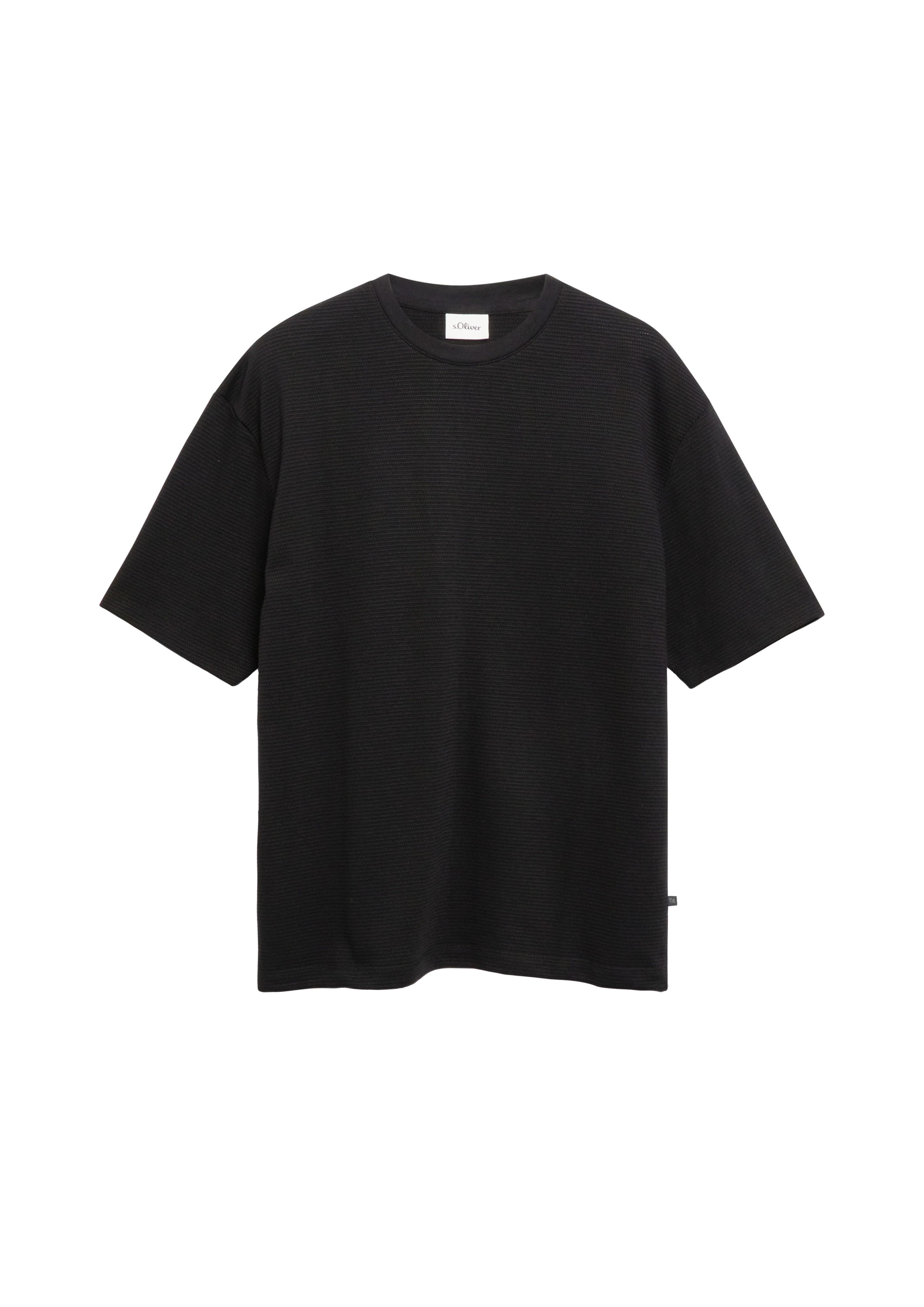 Katoenen T-shirt met geribde structuur in een moderne pasvorm