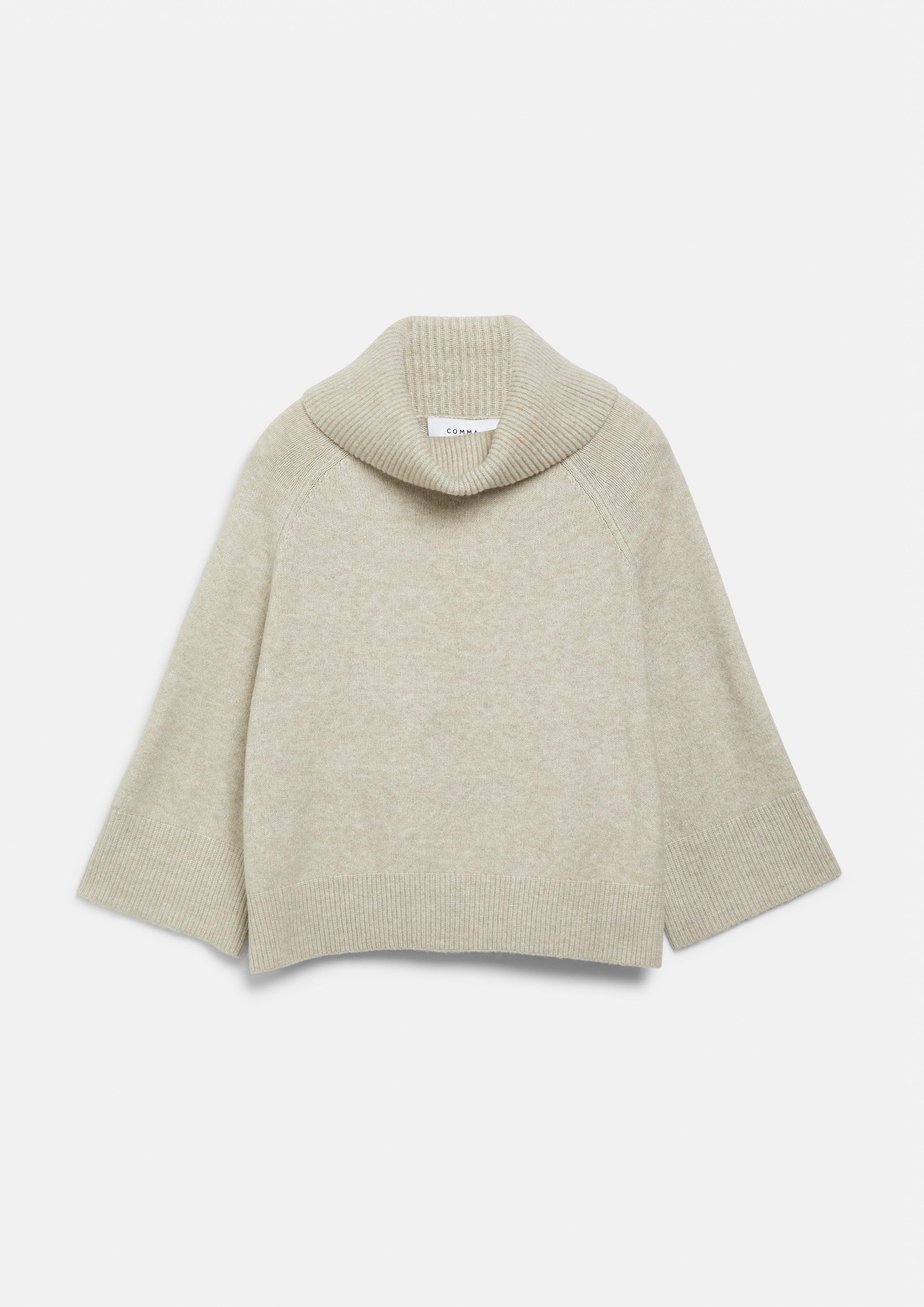 Pull-poncho à large col en beige de COMMA