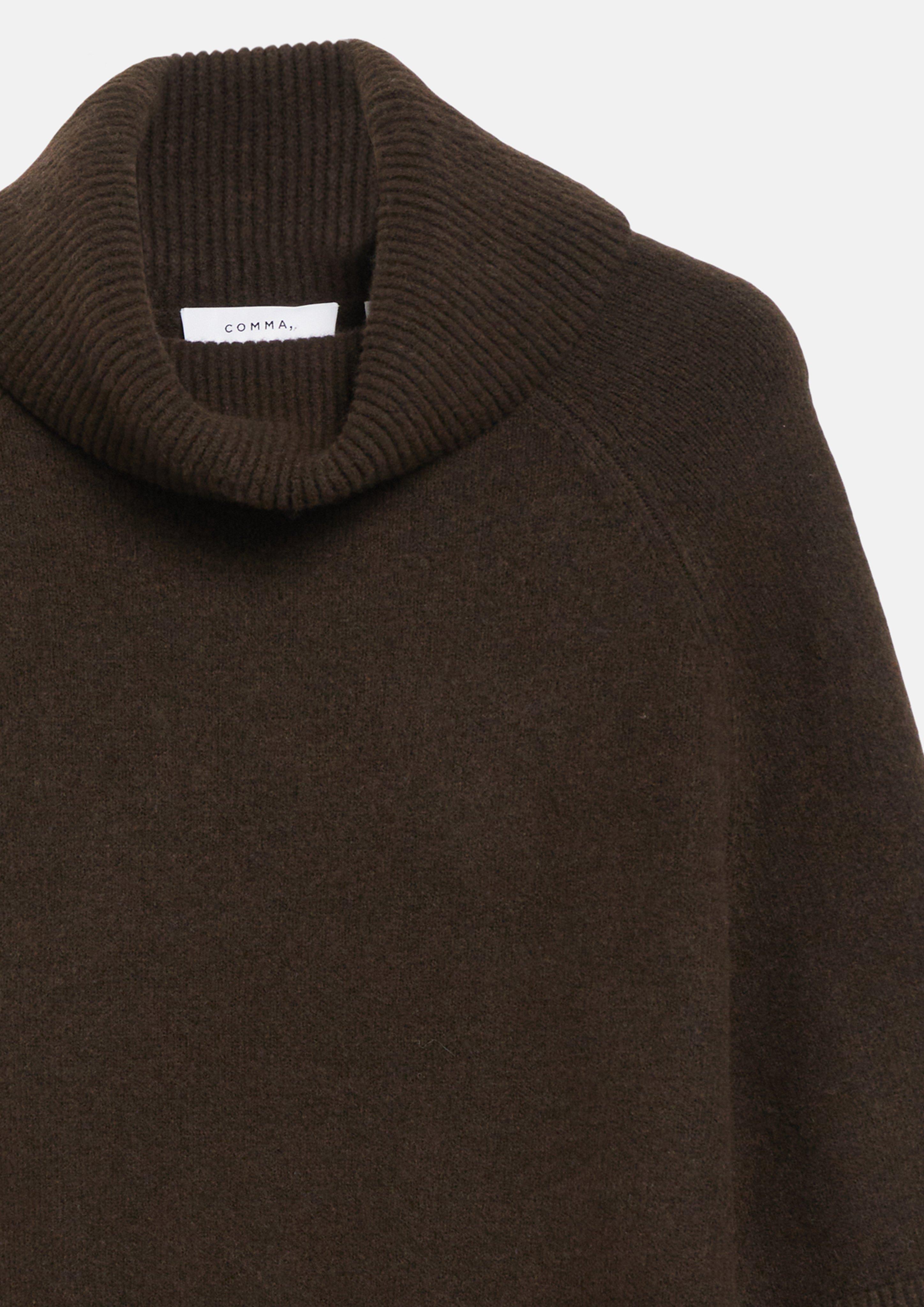 Femmes Pull-poncho à large col en brun de comma