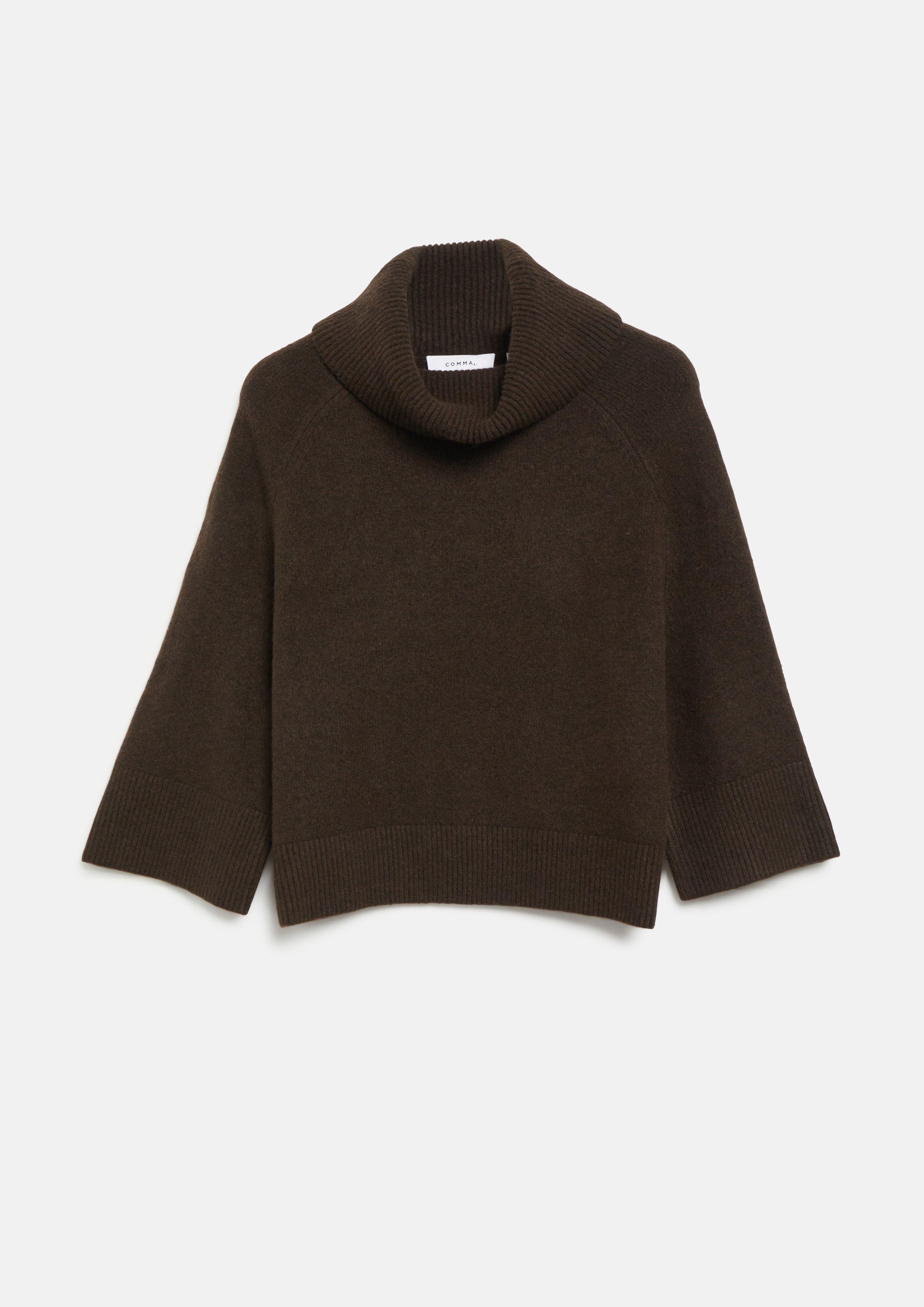 Pull-poncho à large col en brun de COMMA