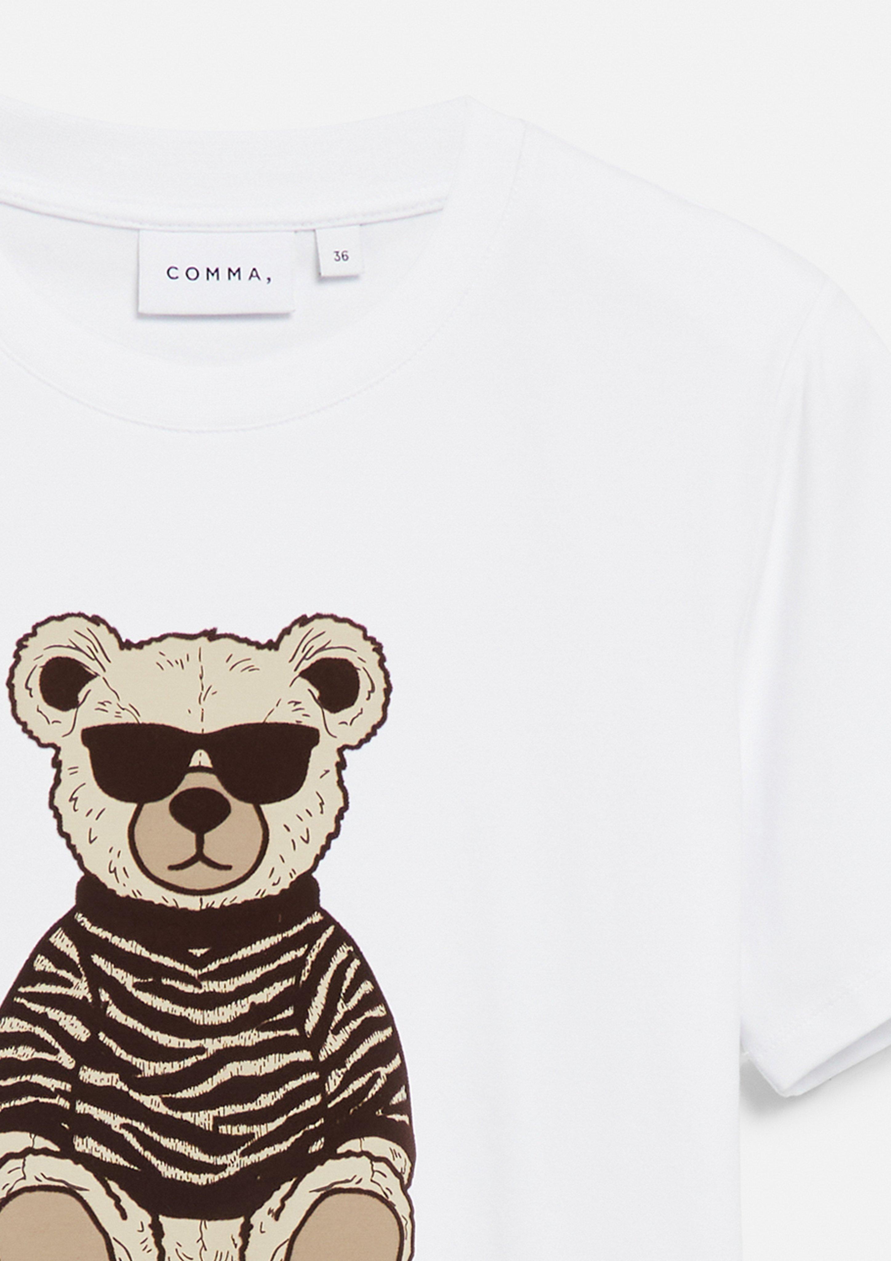 Femmes T-shirt avec illustration en blanc de comma