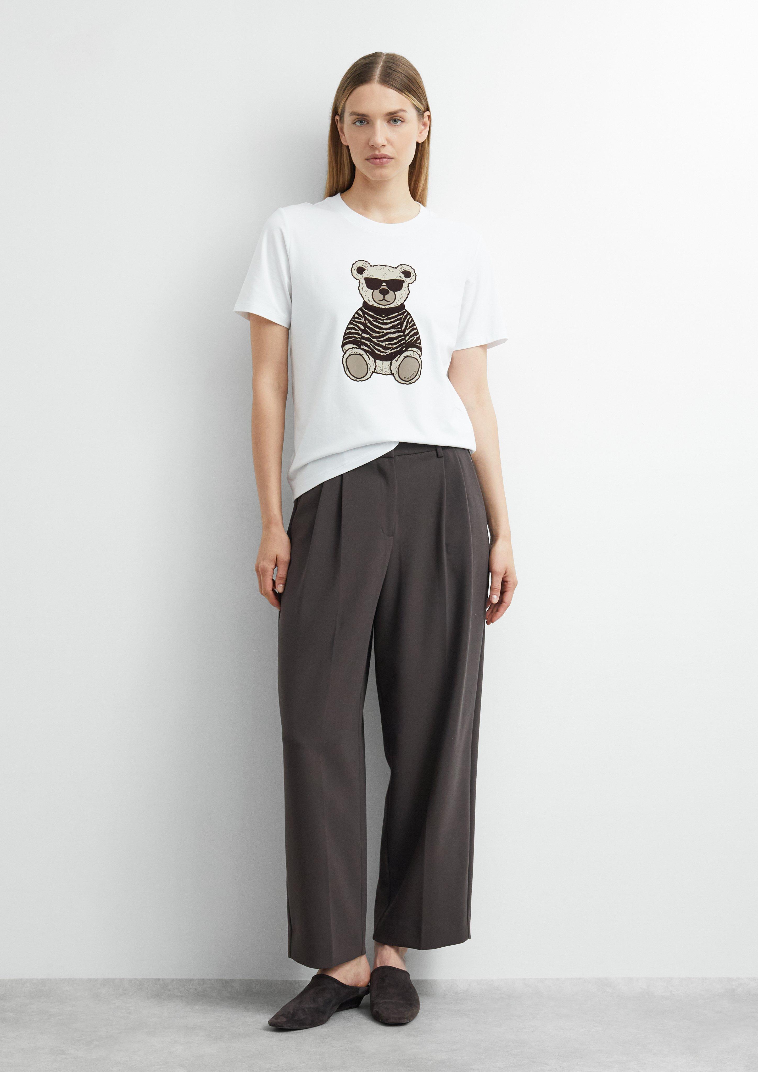 Femmes T-shirt avec illustration en blanc de comma