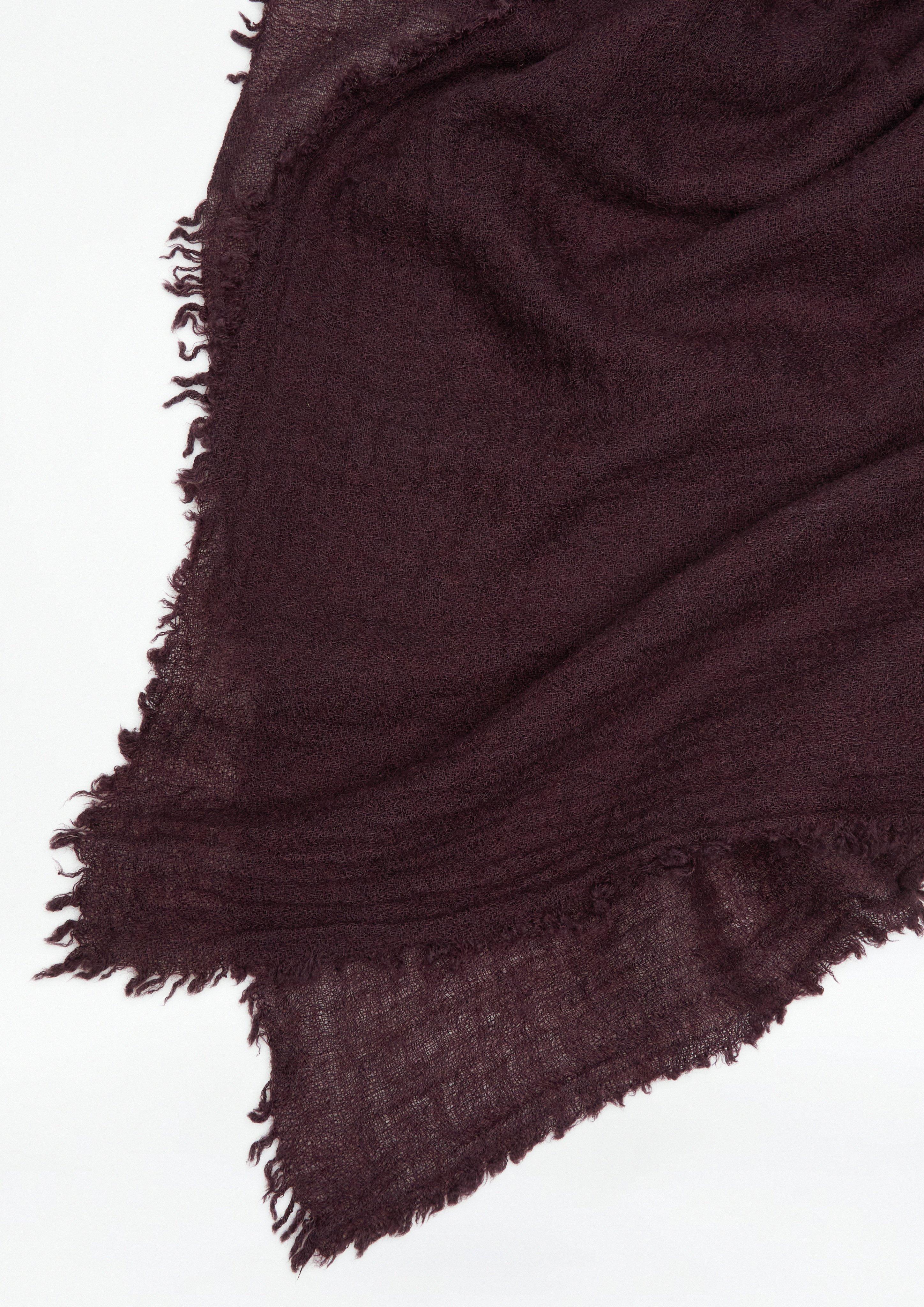 Women Lightweight wool-blend scarf with fringed edges in purple by COMMA
