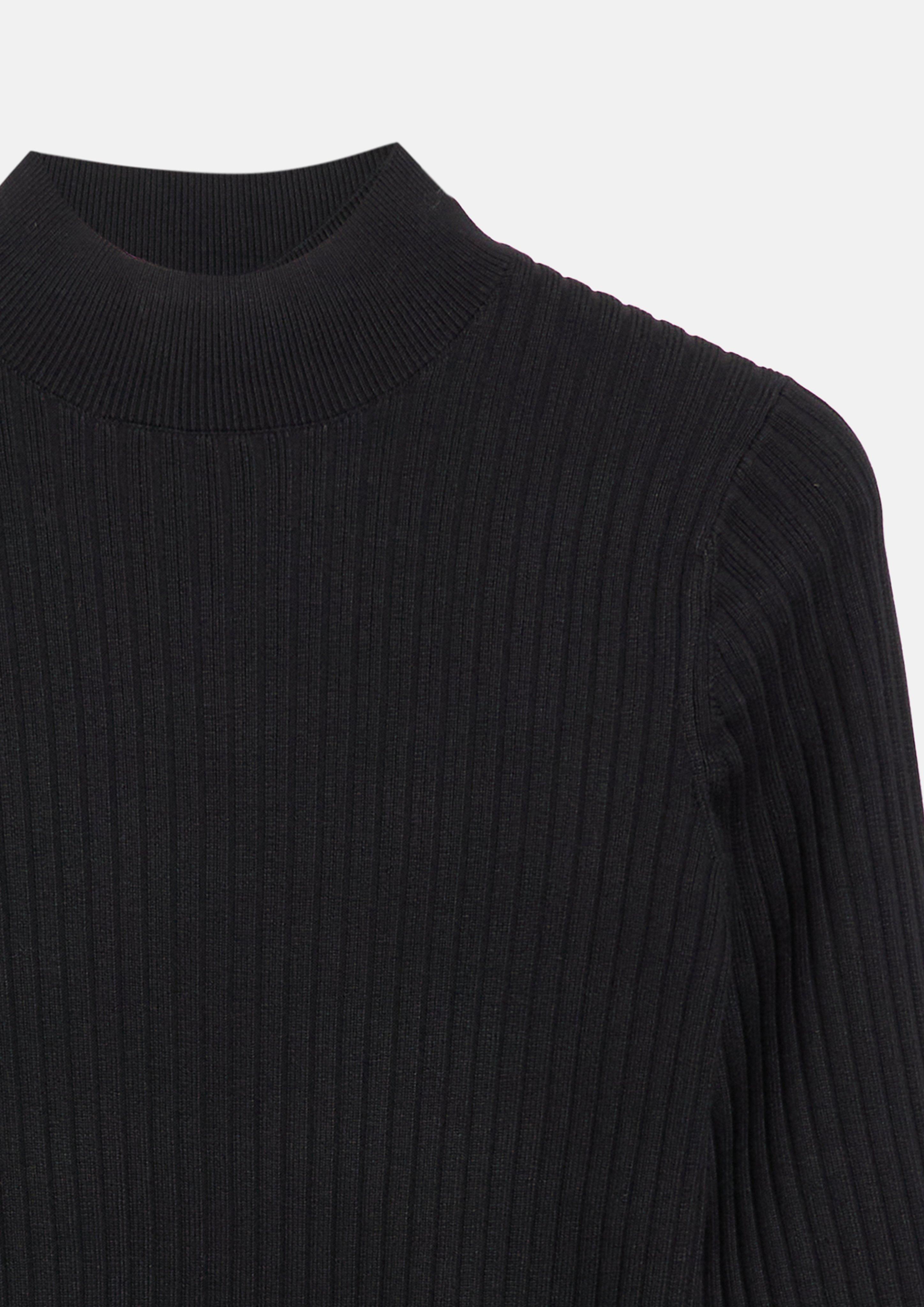 Femmes Pull à côtes avec détails décoratifs sur les manches en noir de s.Oliver BLACK LABEL