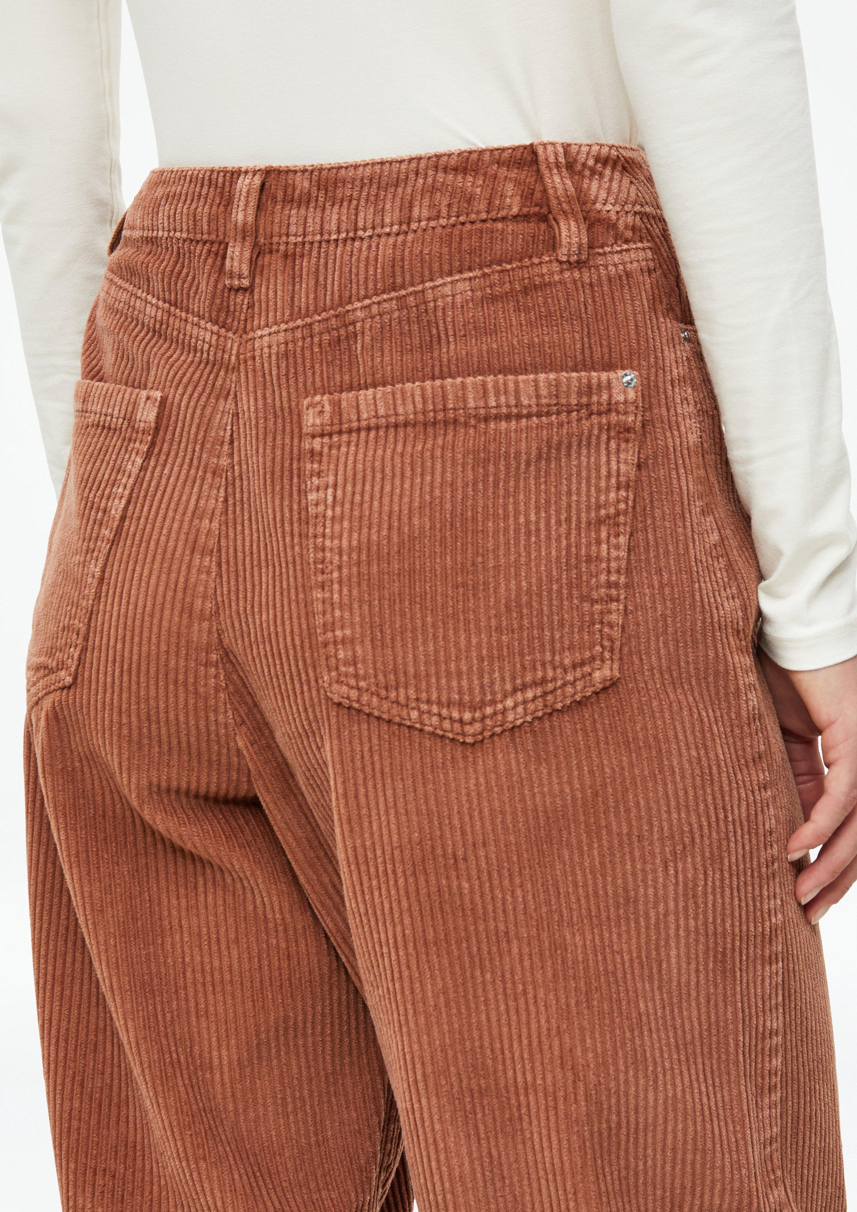 Damen Ankle-Cordhose mit Barrel Leg in orange von s.Oliver