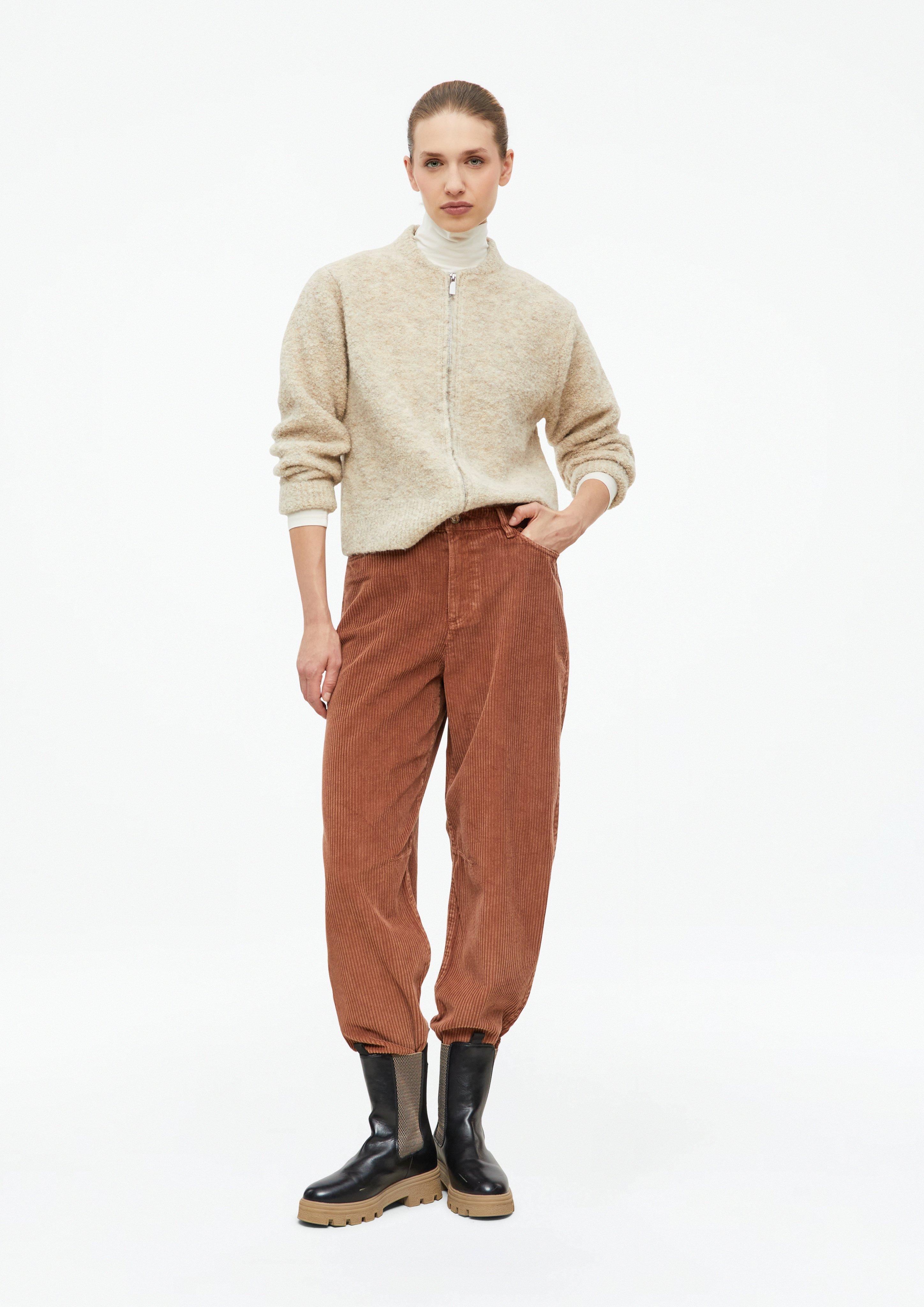 Damen Ankle-Cordhose mit Barrel Leg in orange von s.Oliver