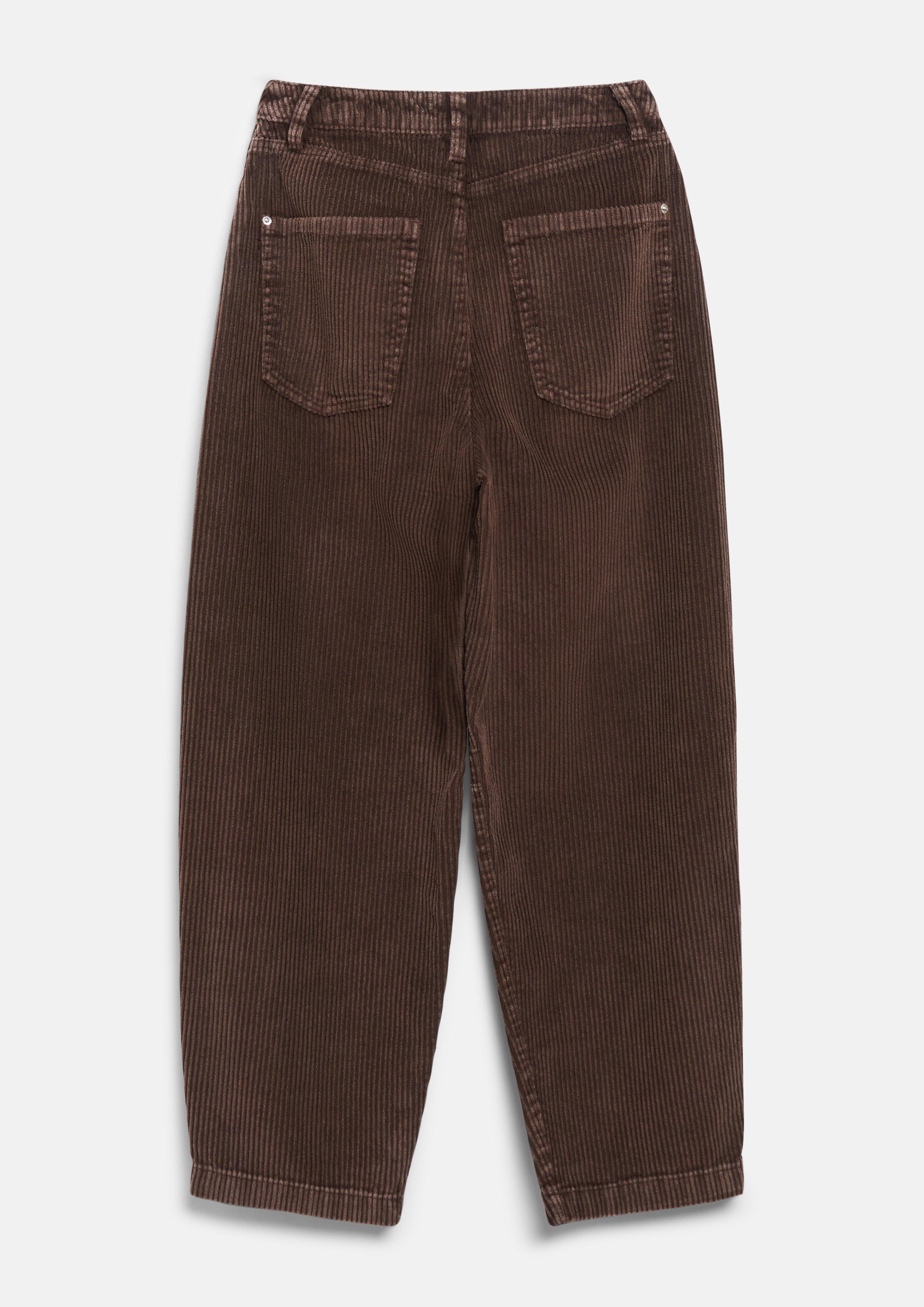 Femmes Pantalon en velours côtelé à chevilles resserrées et jambes évasées en brun de s.Oliver
