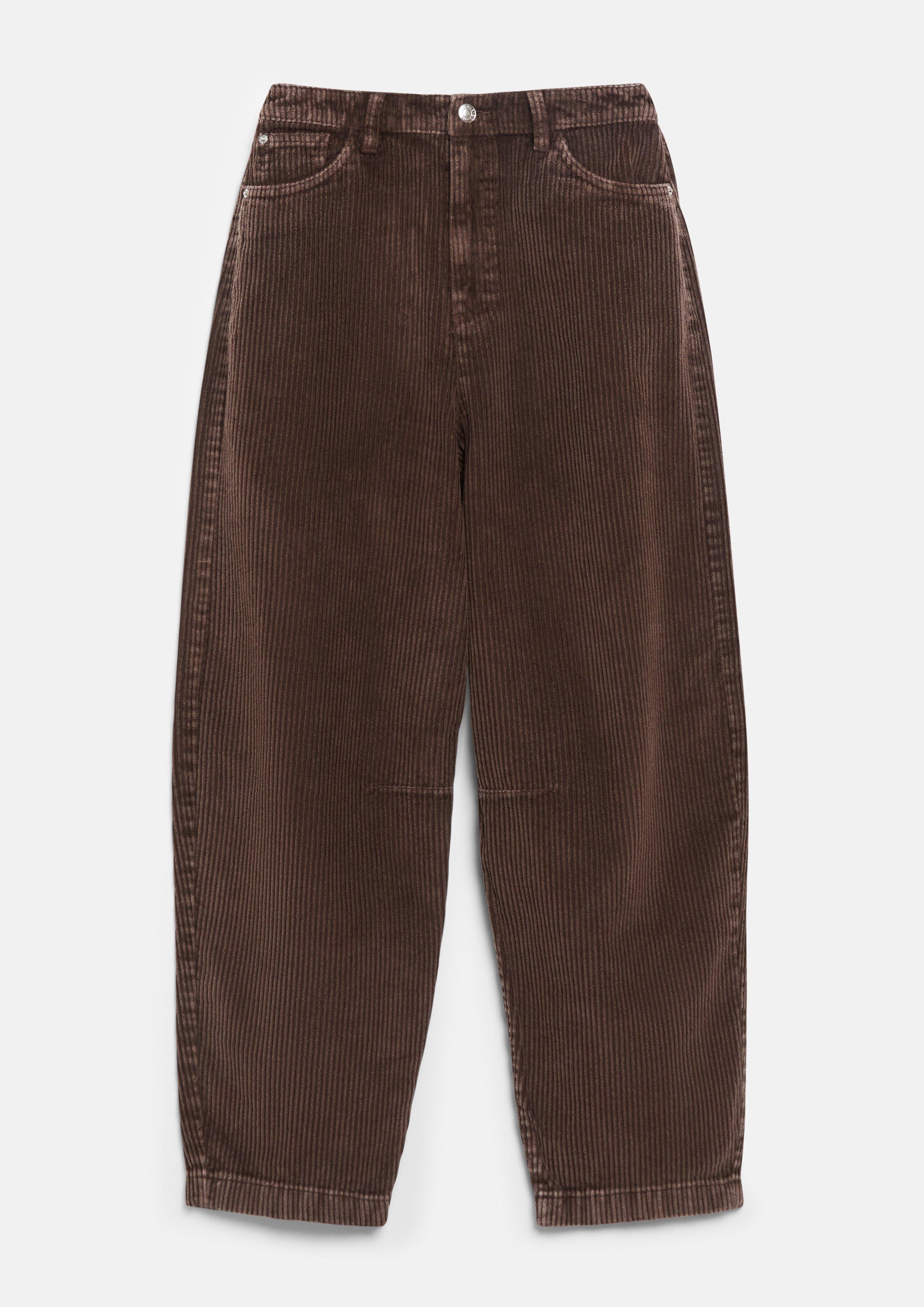 Femmes Pantalon en velours côtelé à chevilles resserrées et jambes évasées en brun de s.Oliver