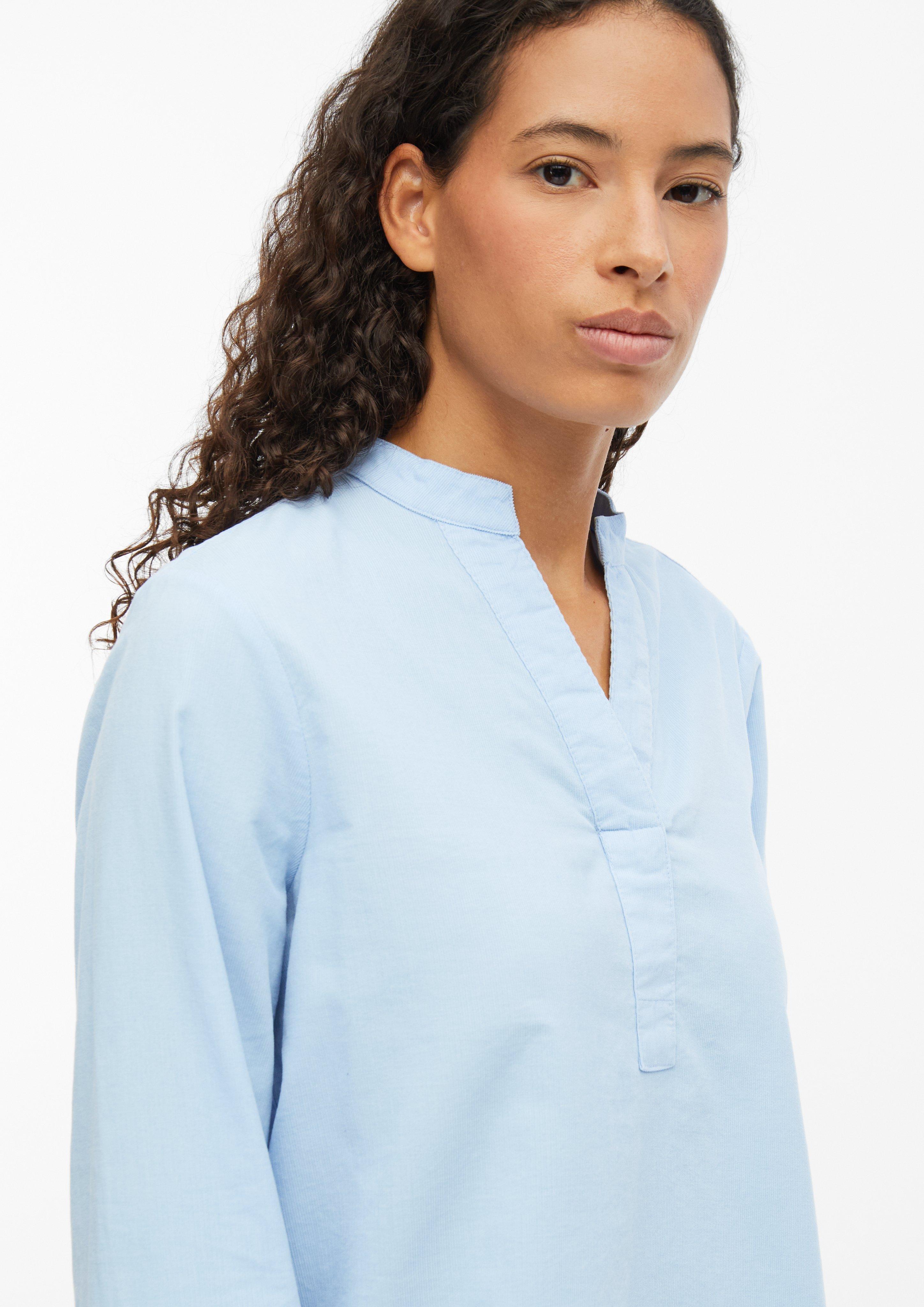 Damen Feincord-Bluse mit Stehkragen in blau von s.Oliver