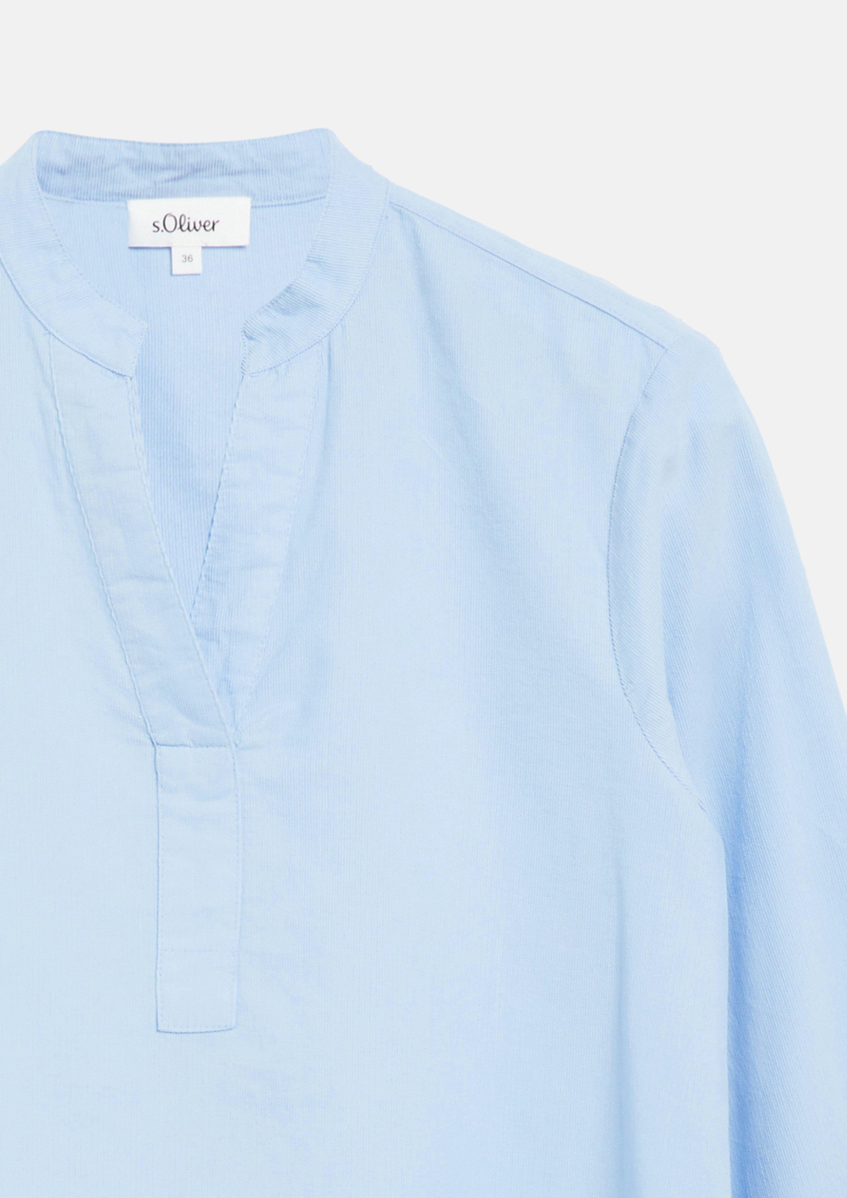 Damen Feincord-Bluse mit Stehkragen in blau von s.Oliver