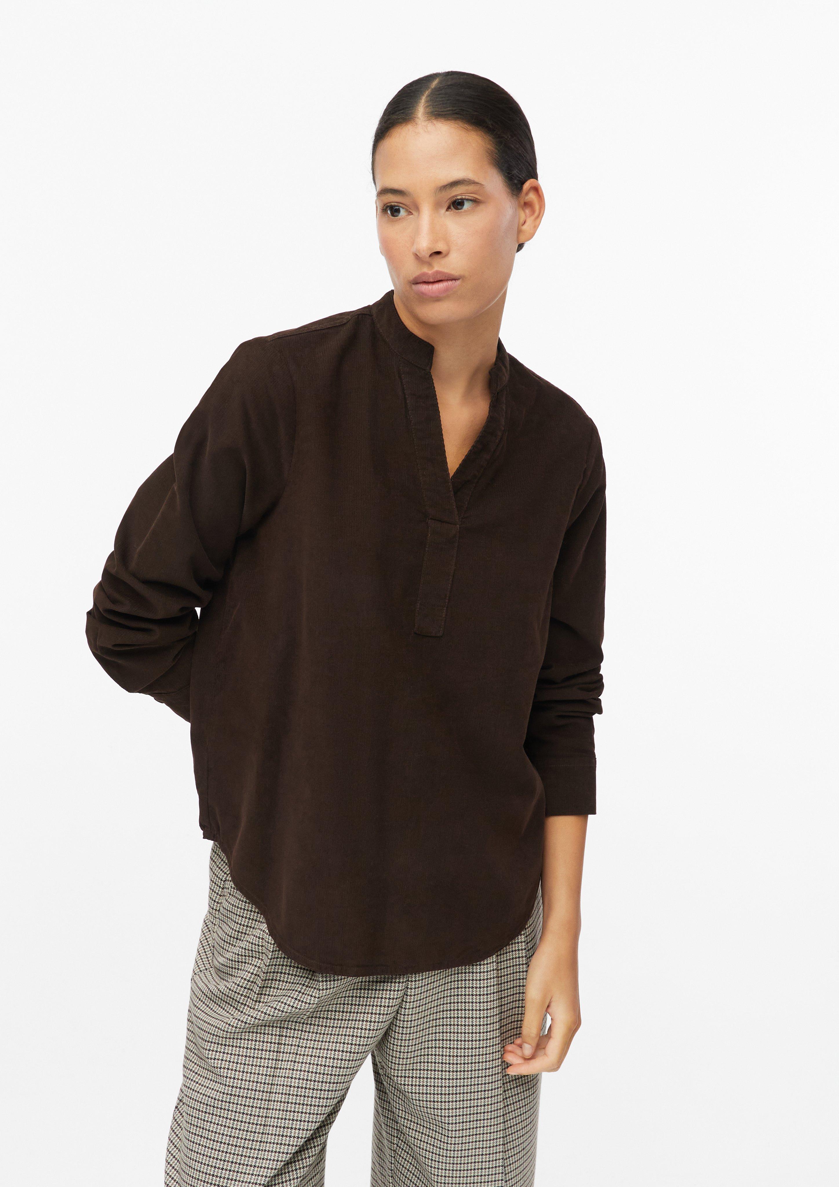 Feincord-Bluse mit Stehkragen in Farbe dunkelbraun von s.Oliver